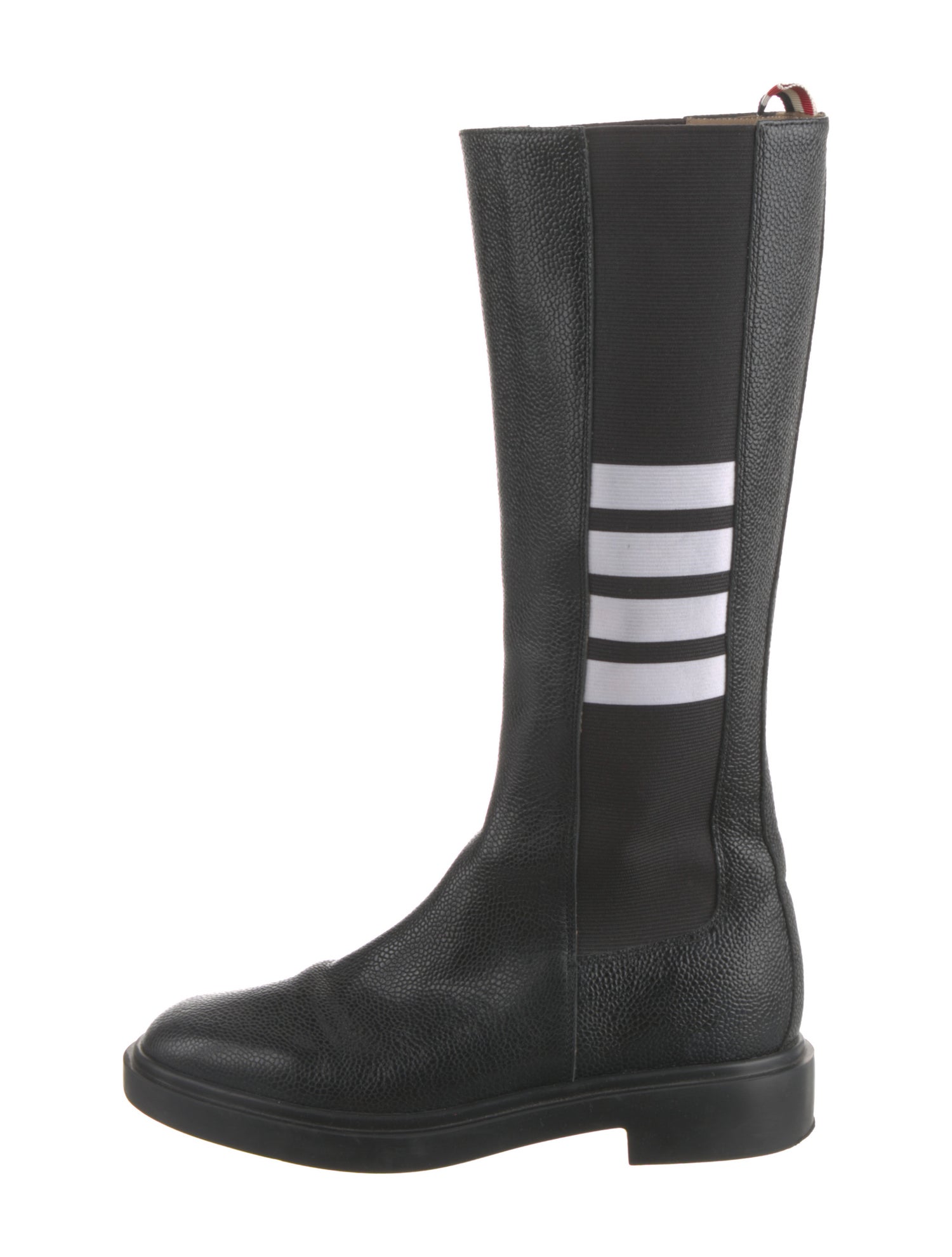 Thom Browne Leather Striped Riding Boots