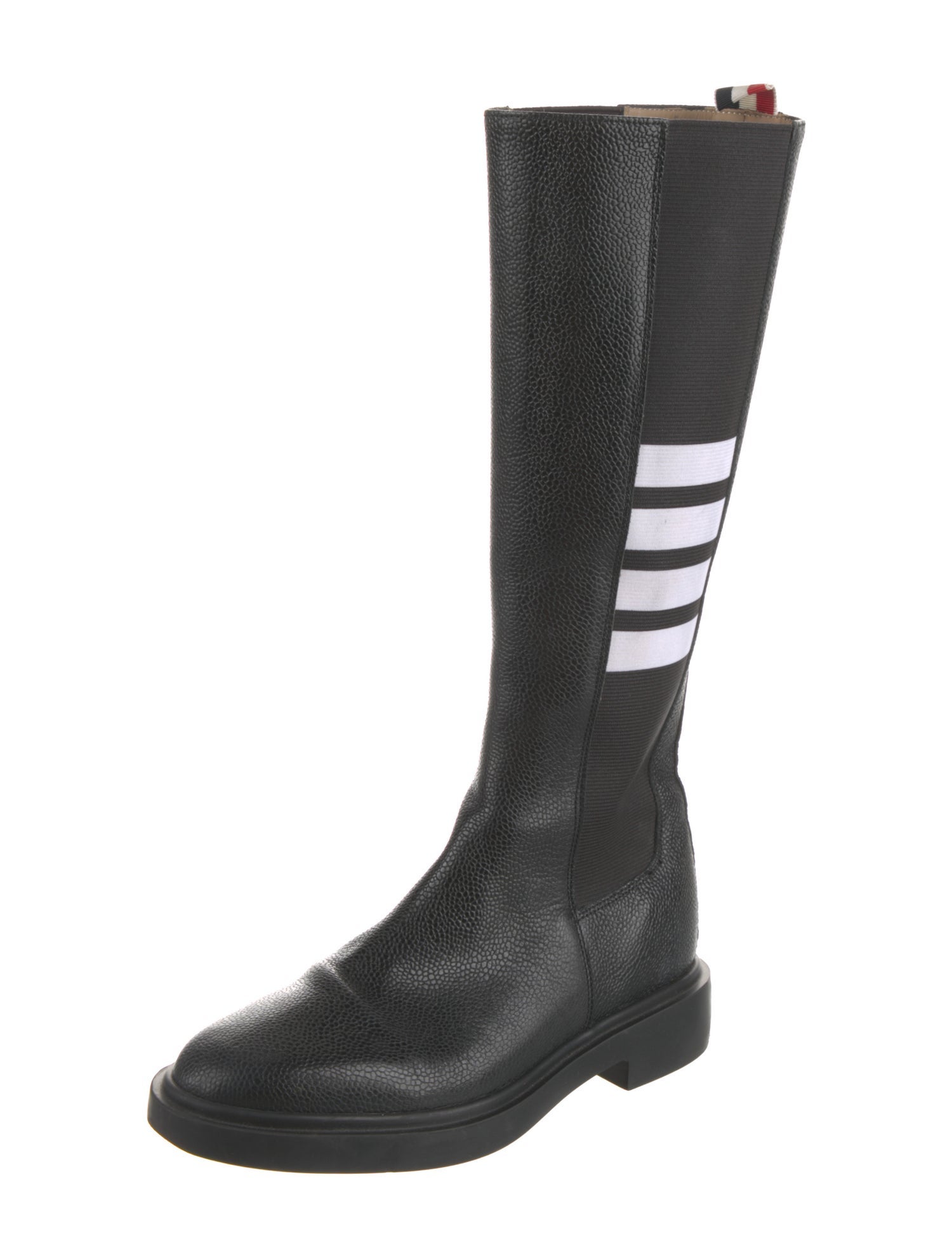 Thom Browne Leather Striped Riding Boots