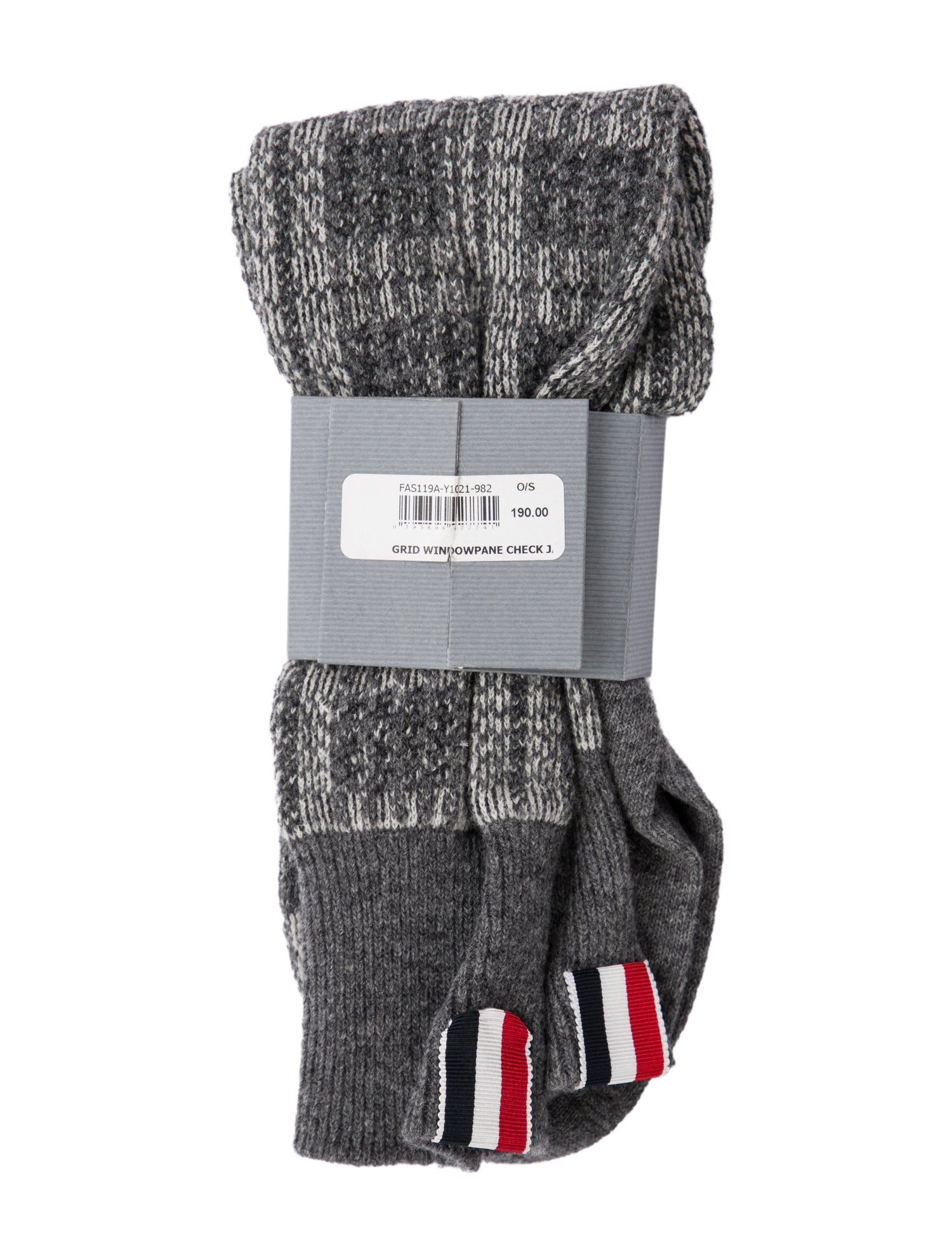 Thom Browne Grey and White Patterned Long Socks