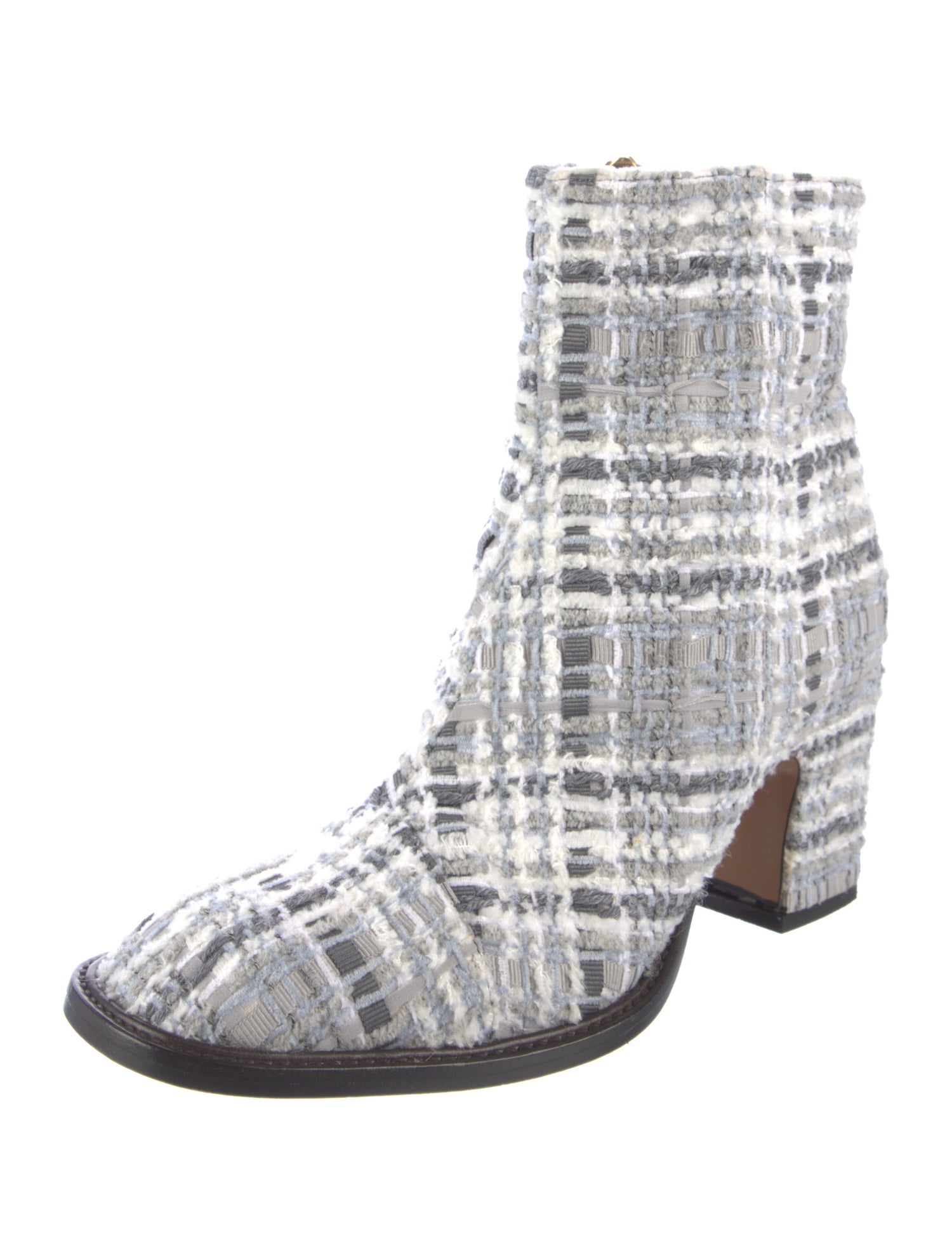 Thom Browne Tweed Plaid Print Sock Boots