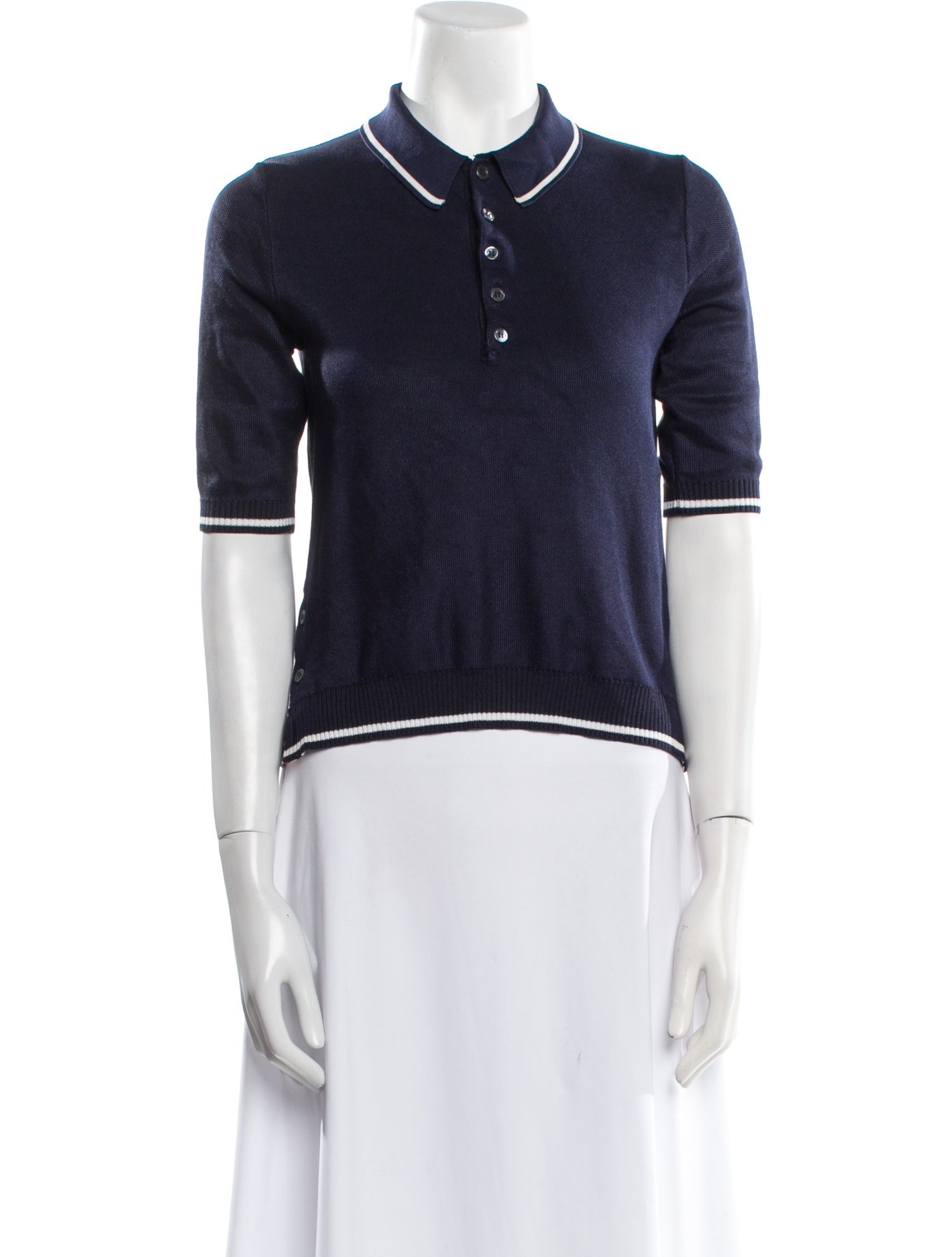 Thom Browne Silk Mock Neck Polo