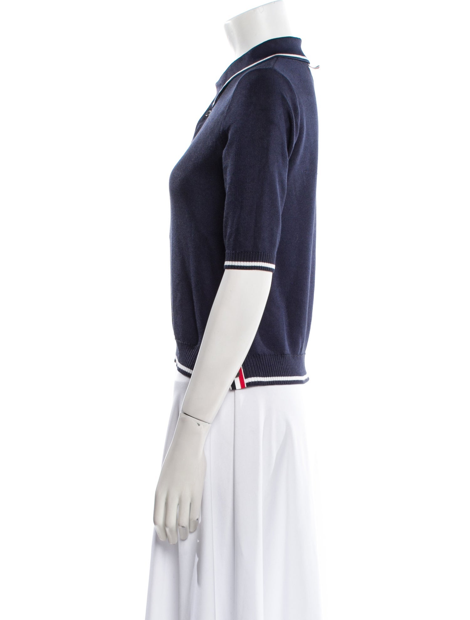 Thom Browne Silk Mock Neck Polo