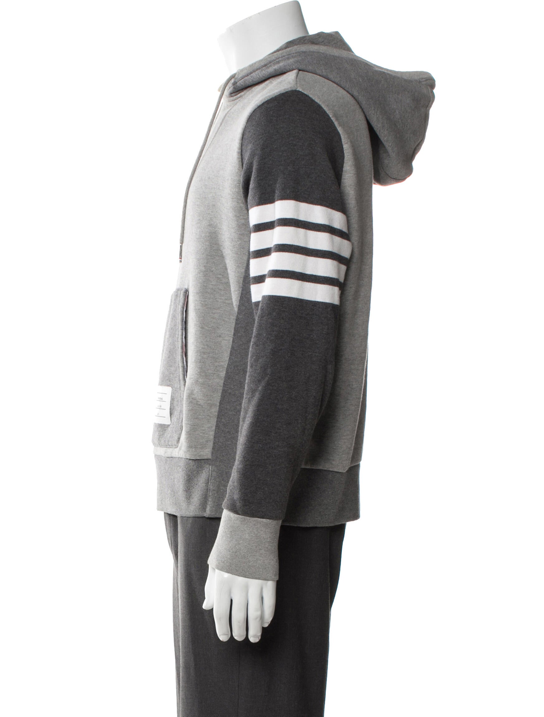 Thom Browne 4 Bar Stripe Colorblock Pattern Hoodie