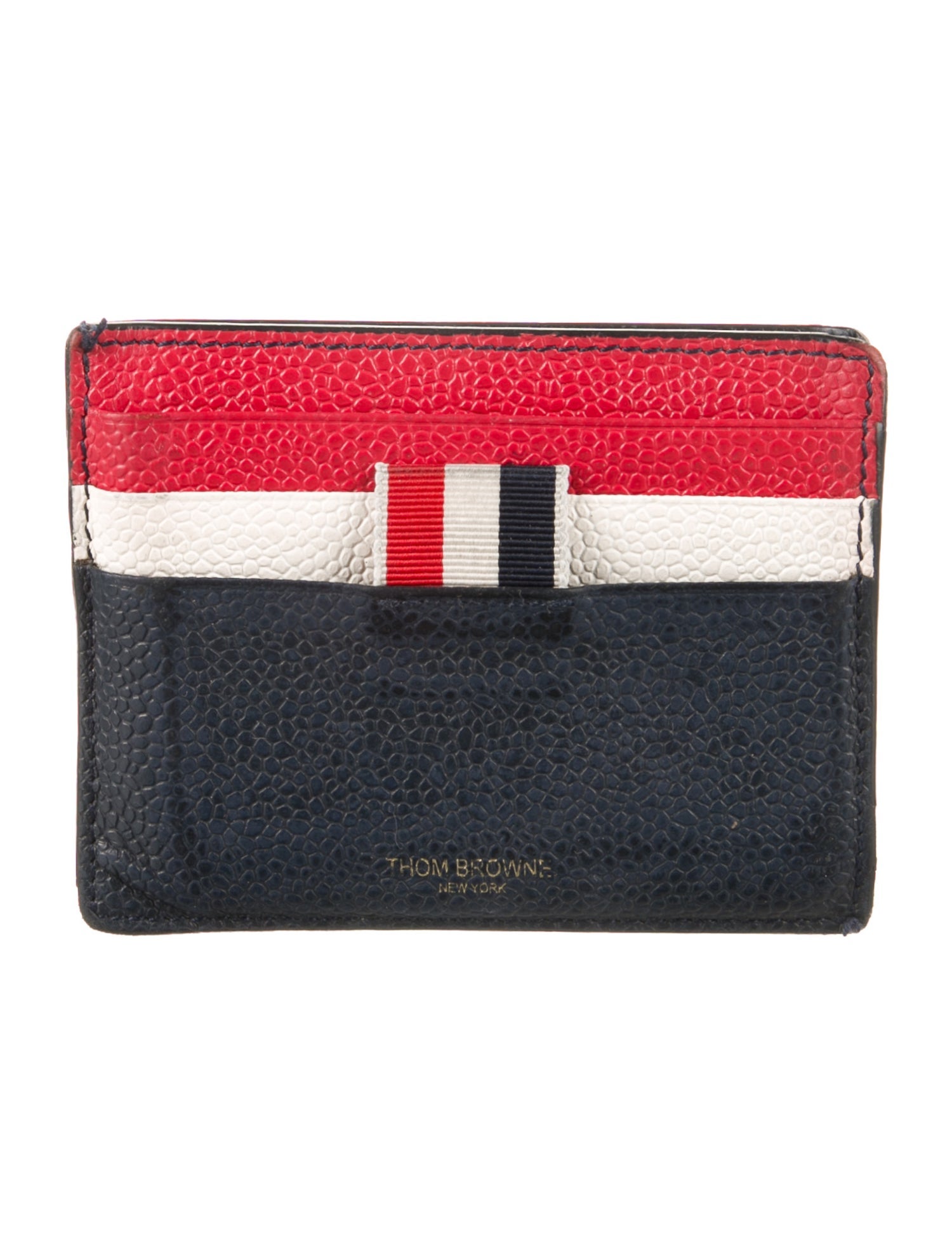 Thom Browne Leather Colorblock Pattern Card Holder