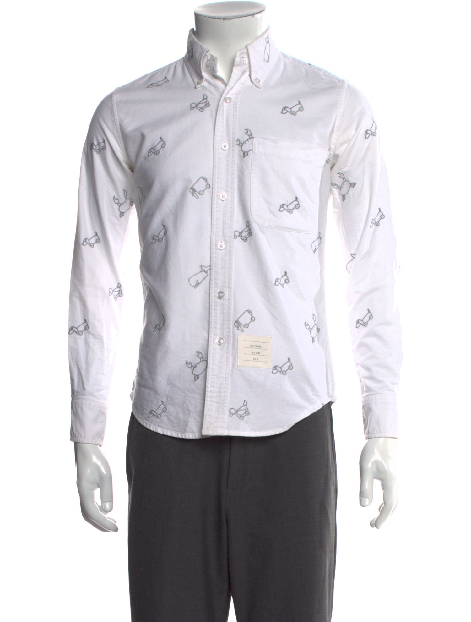 Thom Browne Embroidered Graphic Print Shirt