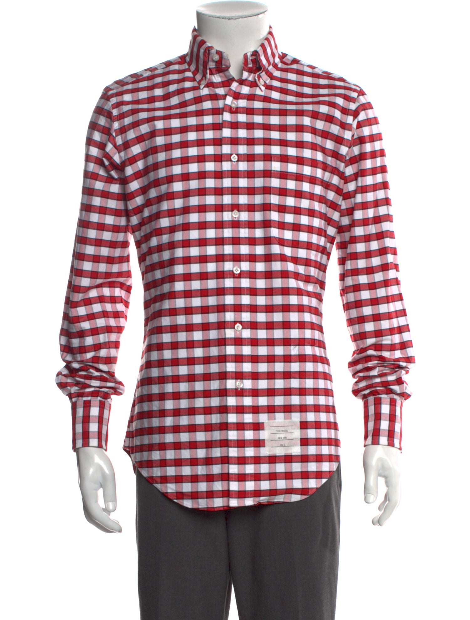 Thom Browne Plaid Print Long Sleeve Shirt