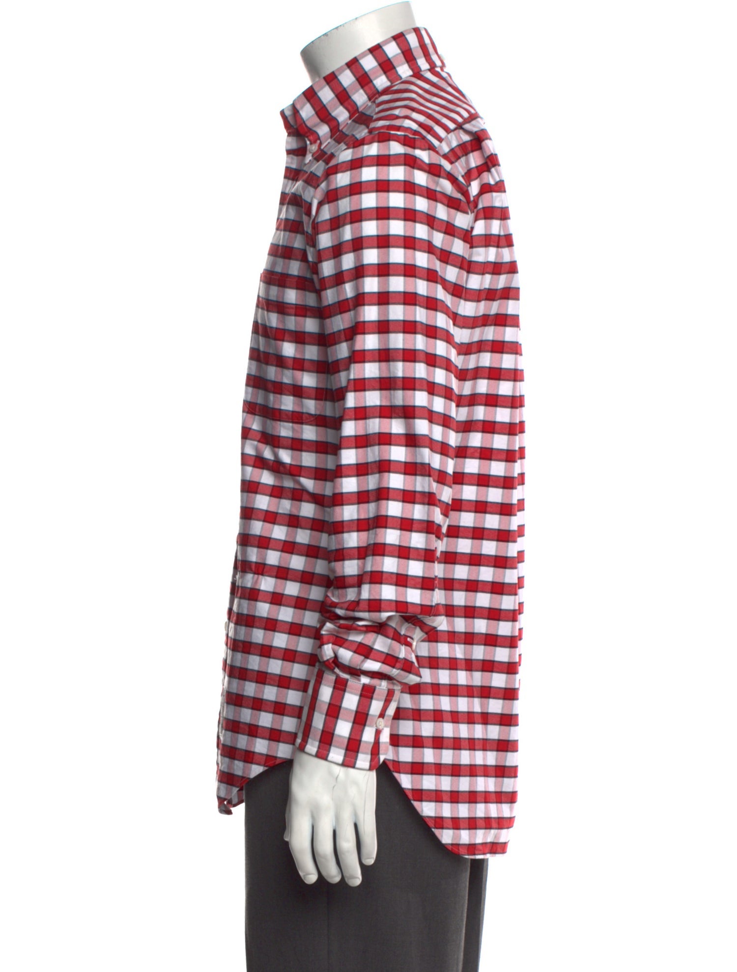 Thom Browne Plaid Print Long Sleeve Shirt
