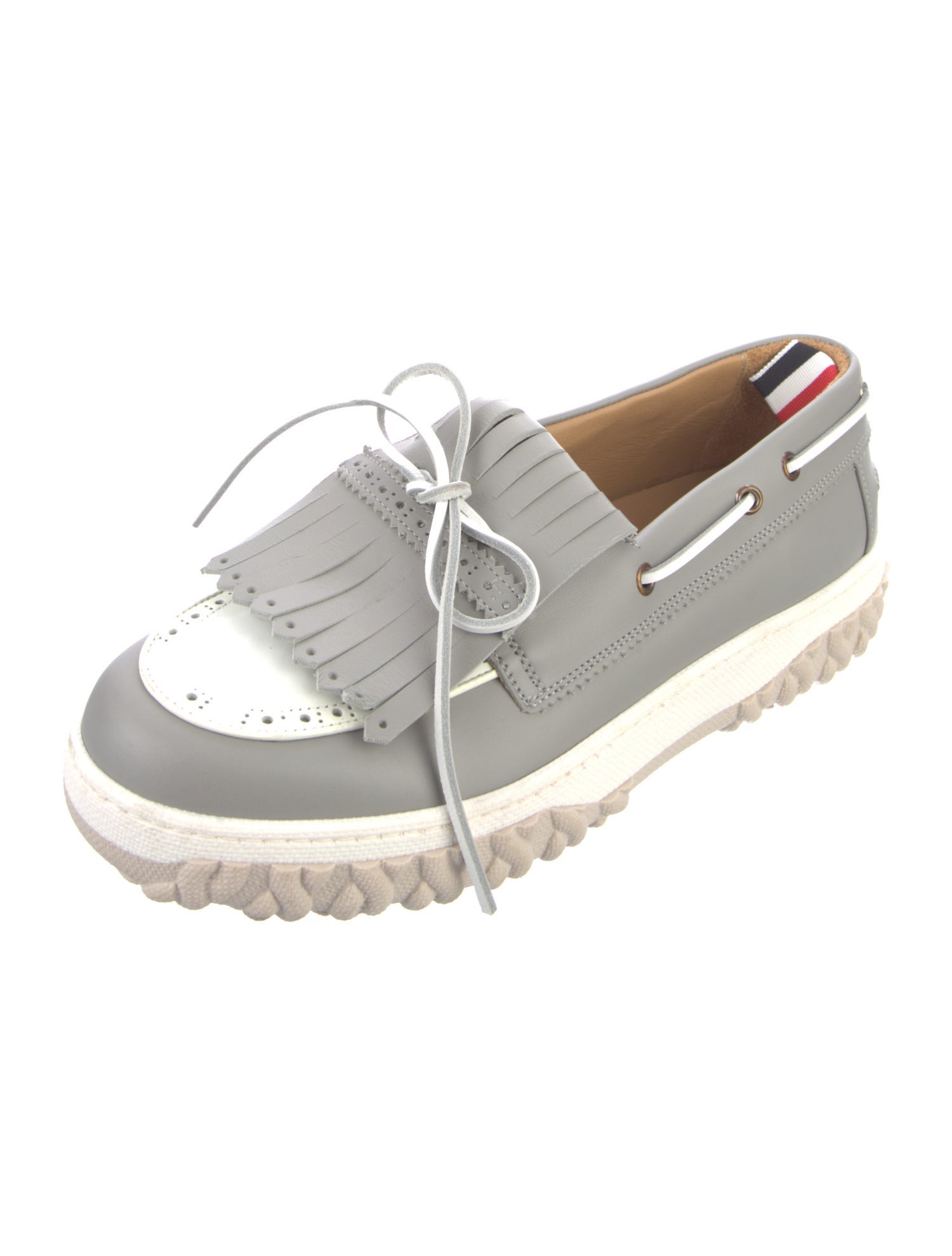Thom Browne Leather Colorblock Pattern Boat Shoes