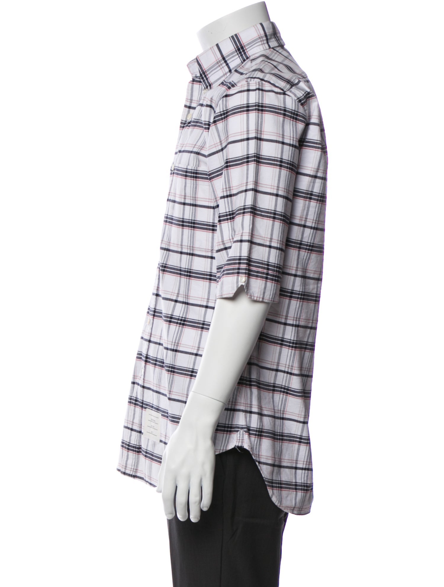 Thom Browne Plaid Print Short Sleeve Shirt
