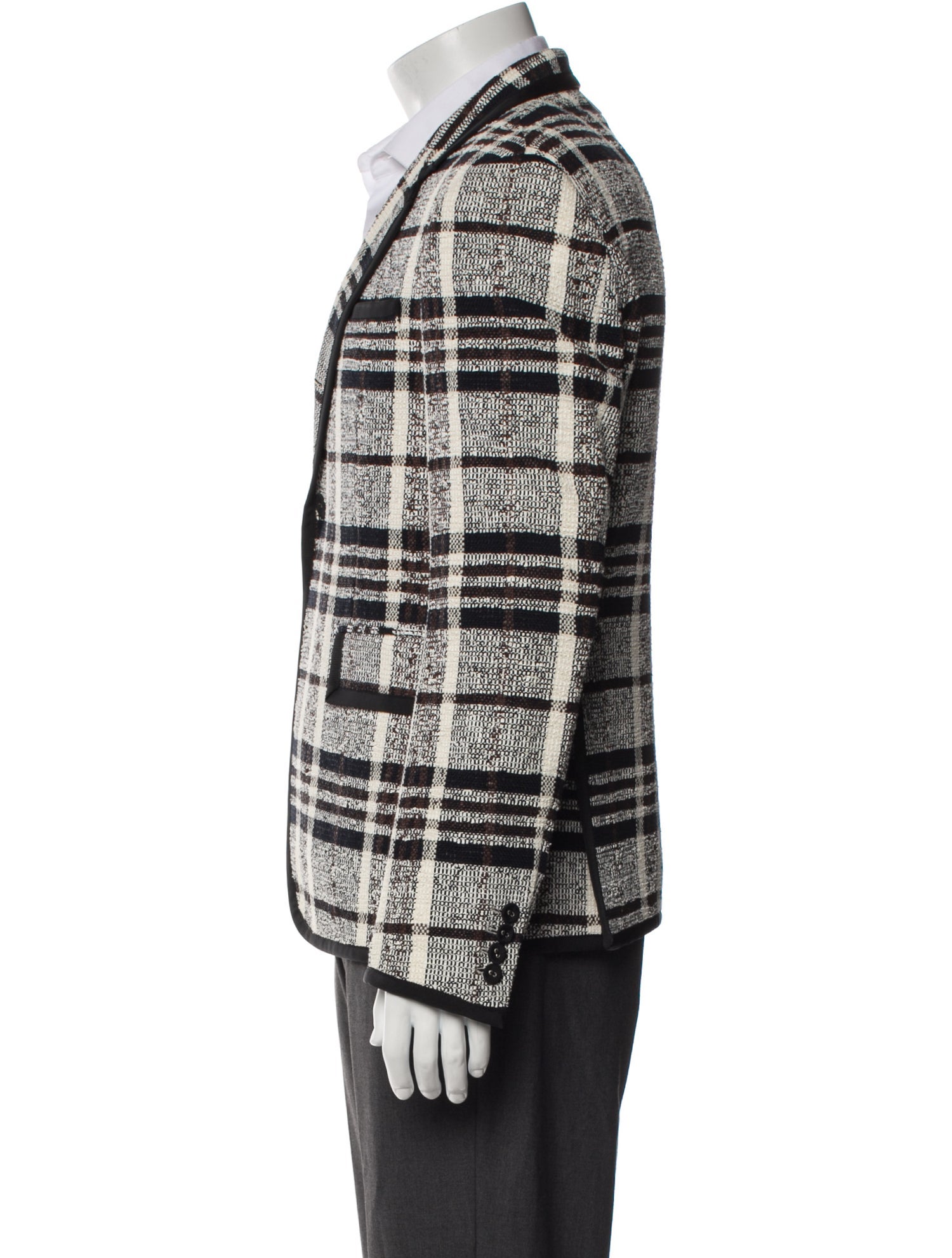 Thom Browne Plaid Print Grosgrain Trim Blazer