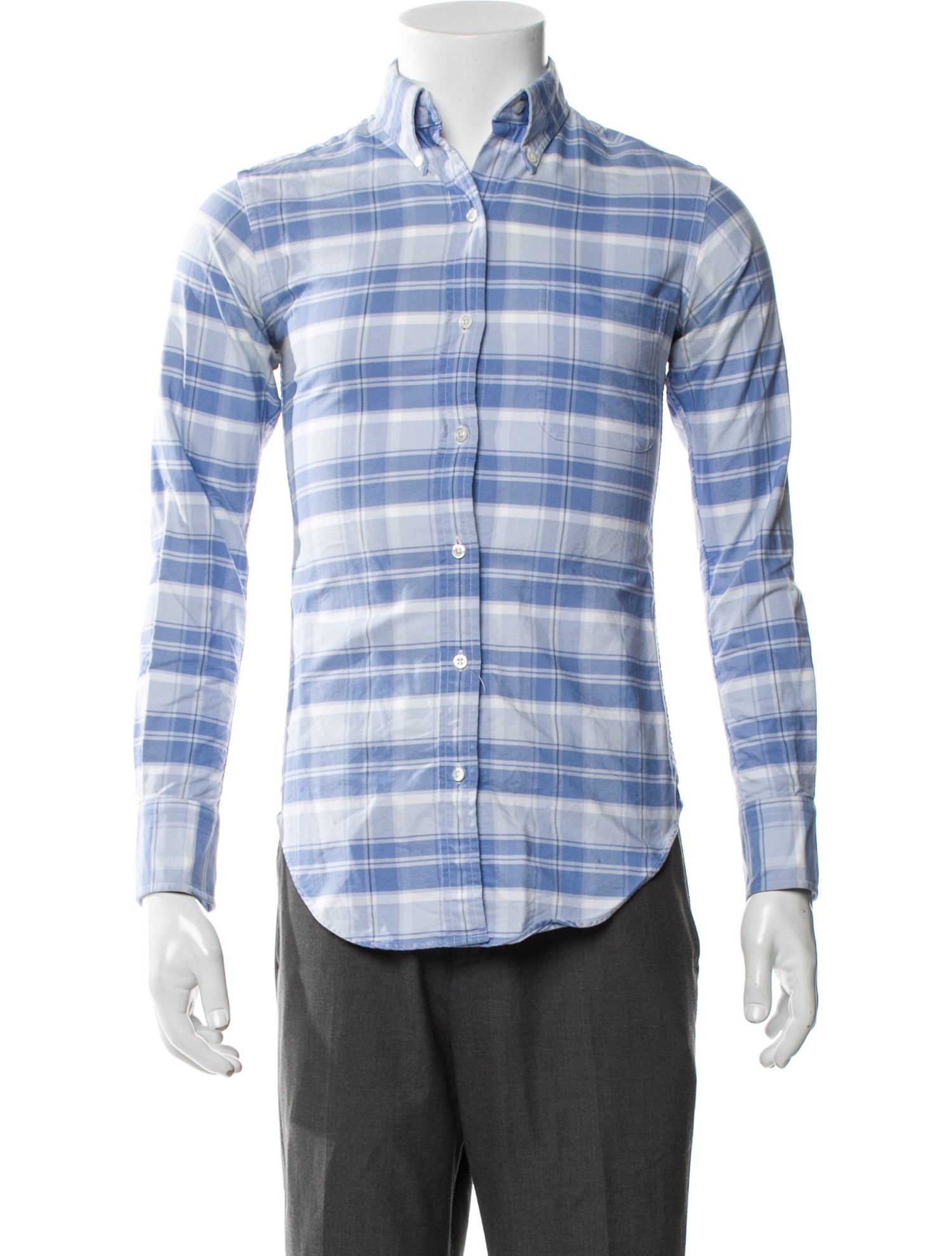 Thom Browne Plaid Print Long Sleeve Shirt