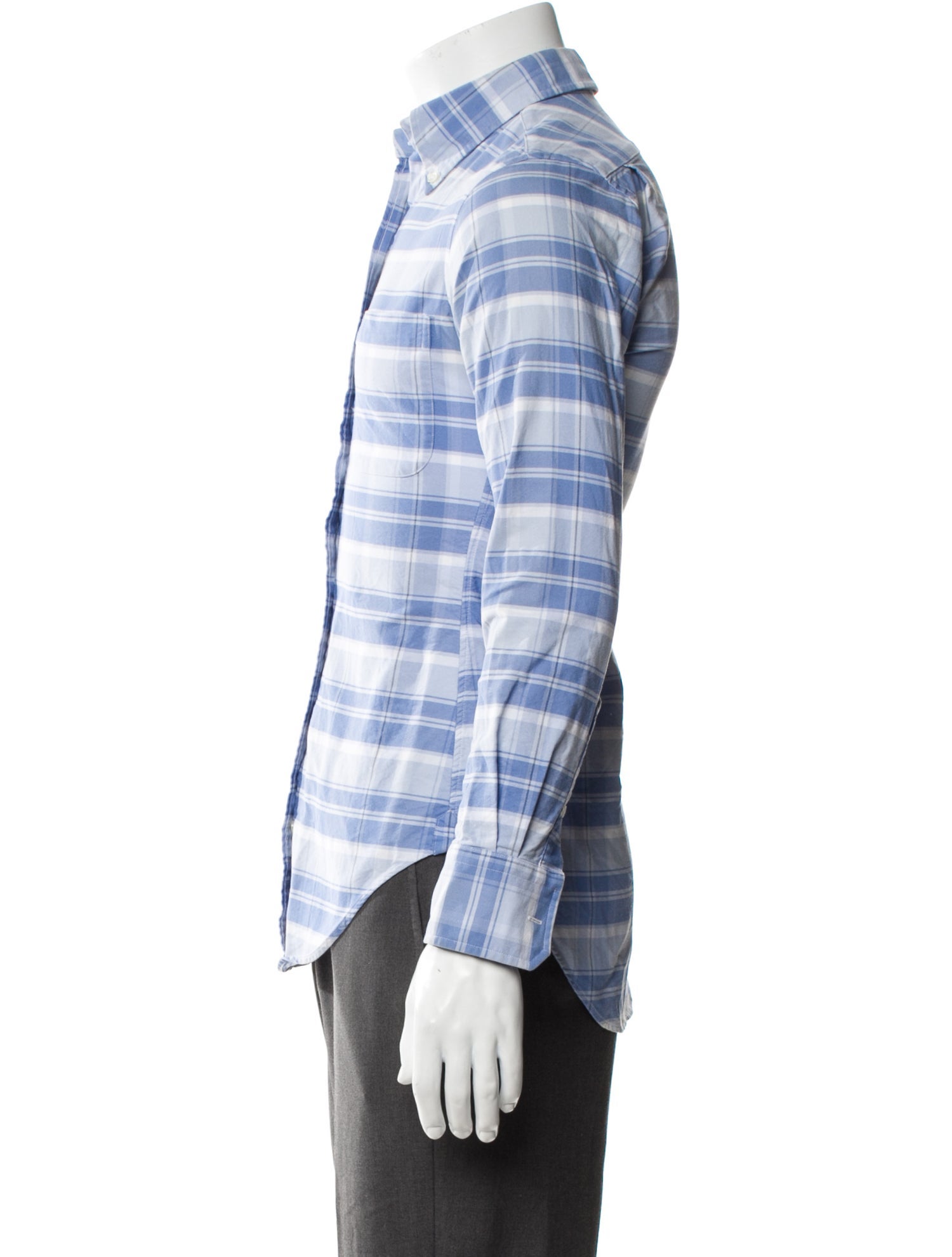 Thom Browne Plaid Print Long Sleeve Shirt