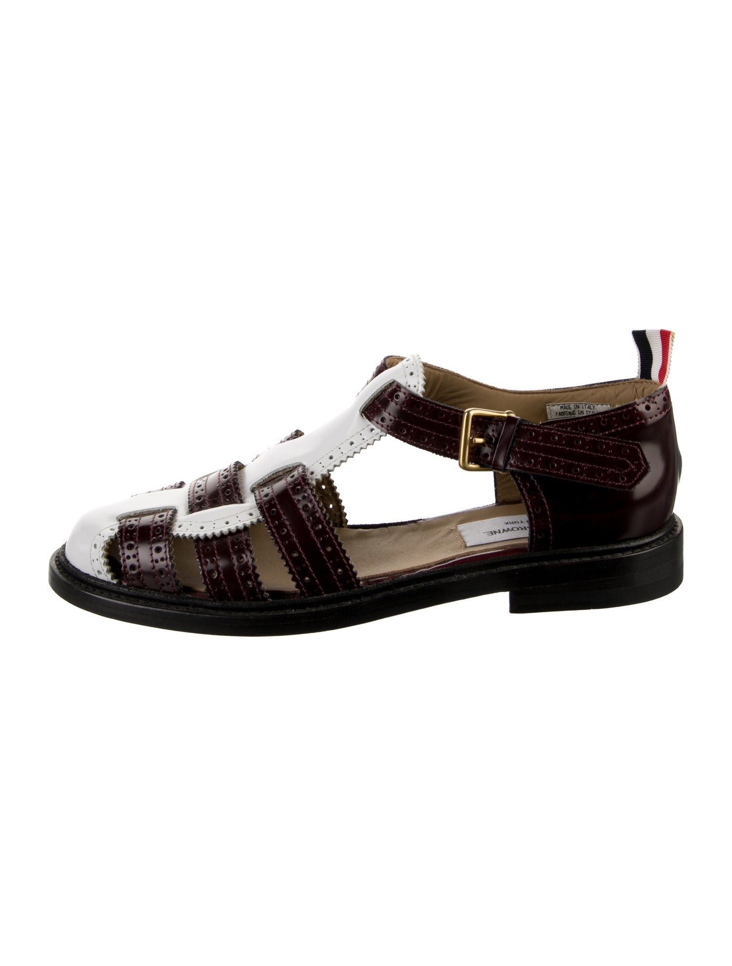 Thom Browne Leather Colorblock Pattern Sandals