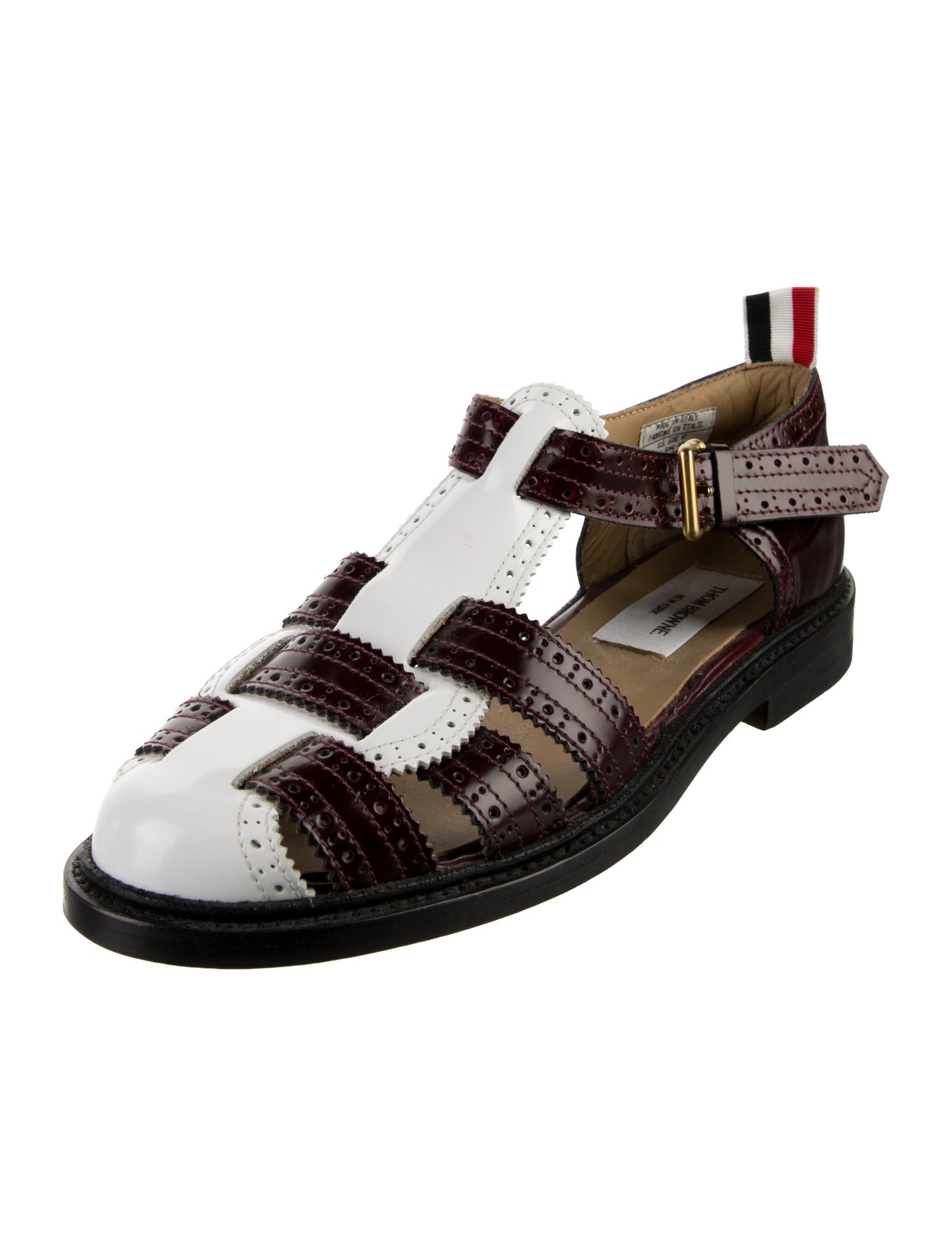 Thom Browne Leather Colorblock Pattern Sandals