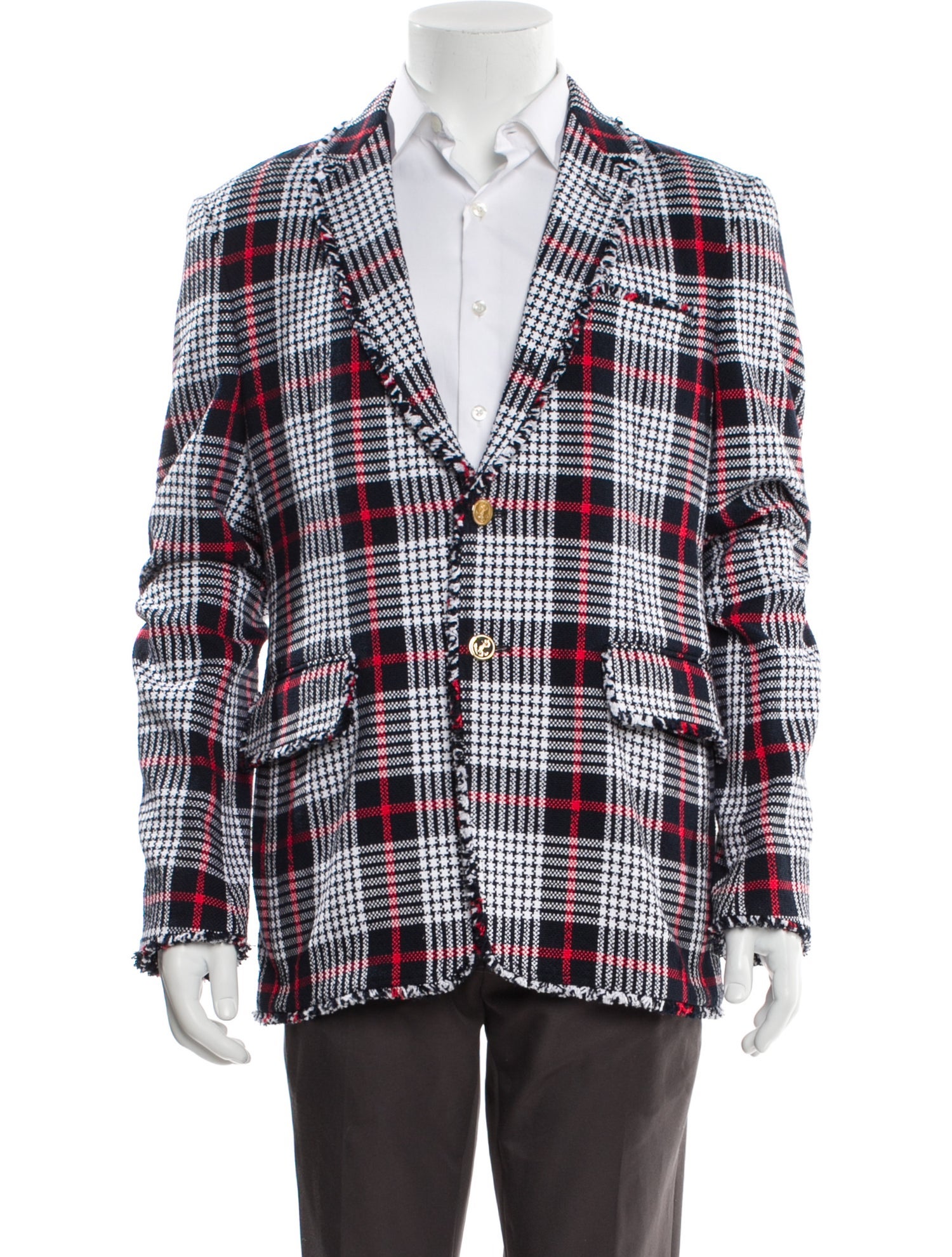Thom Browne Plaid Print Grosgrain Trim Blazer w/ Tags