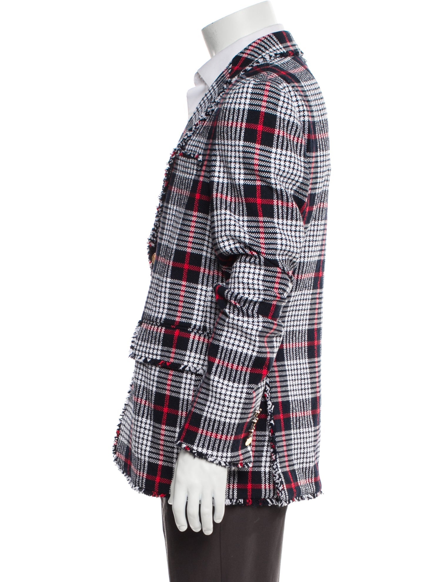 Thom Browne Plaid Print Grosgrain Trim Blazer w/ Tags