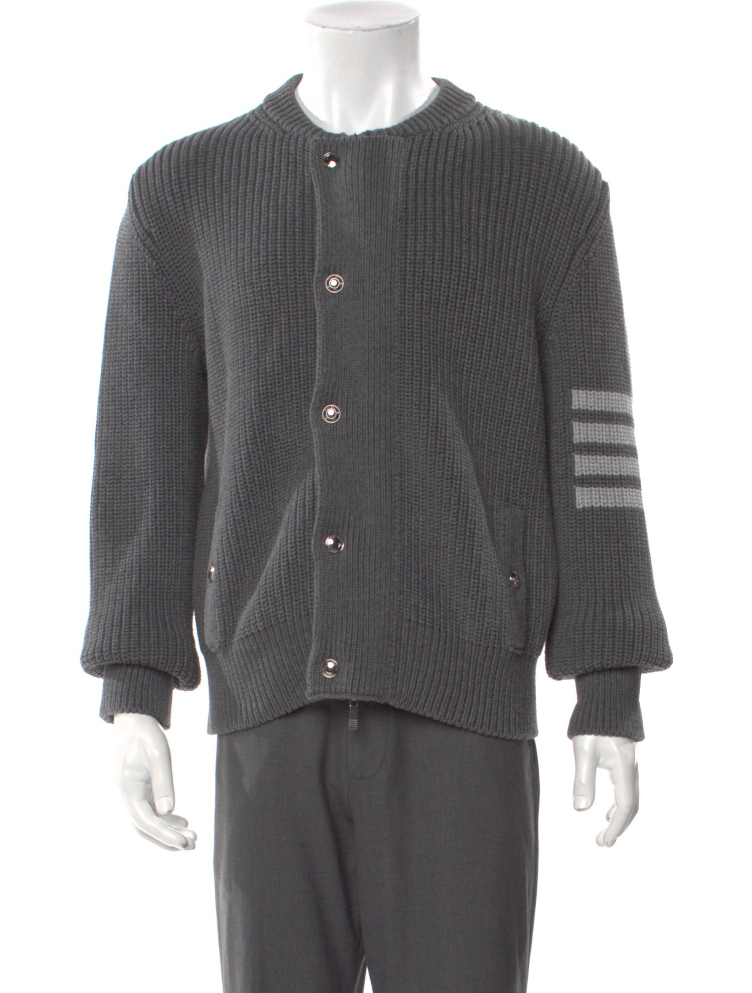 Thom Browne 4-Bar Crew Neck Cardigan
