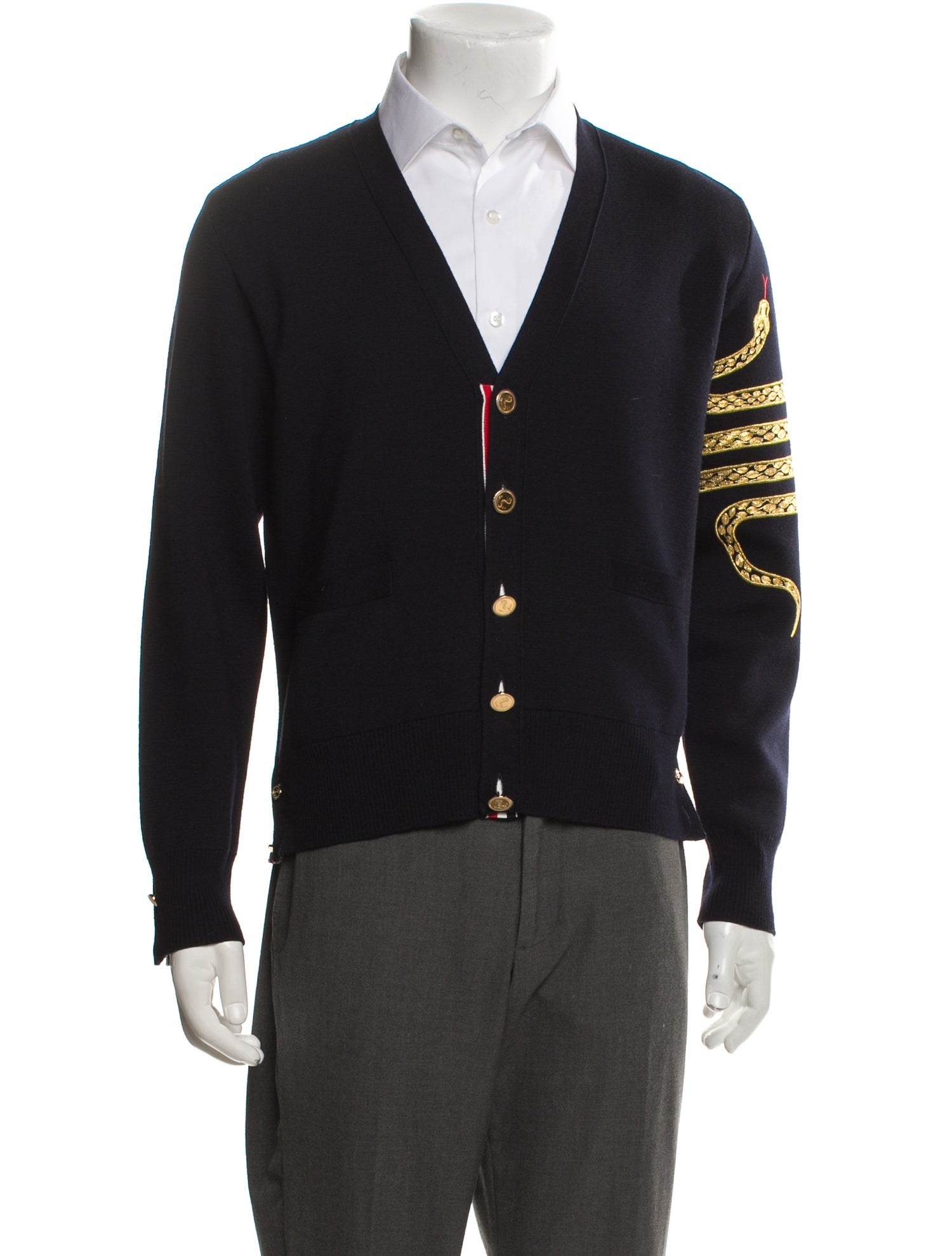 Thom Browne 4-Bar Snake Virgin Wool Cardigan
