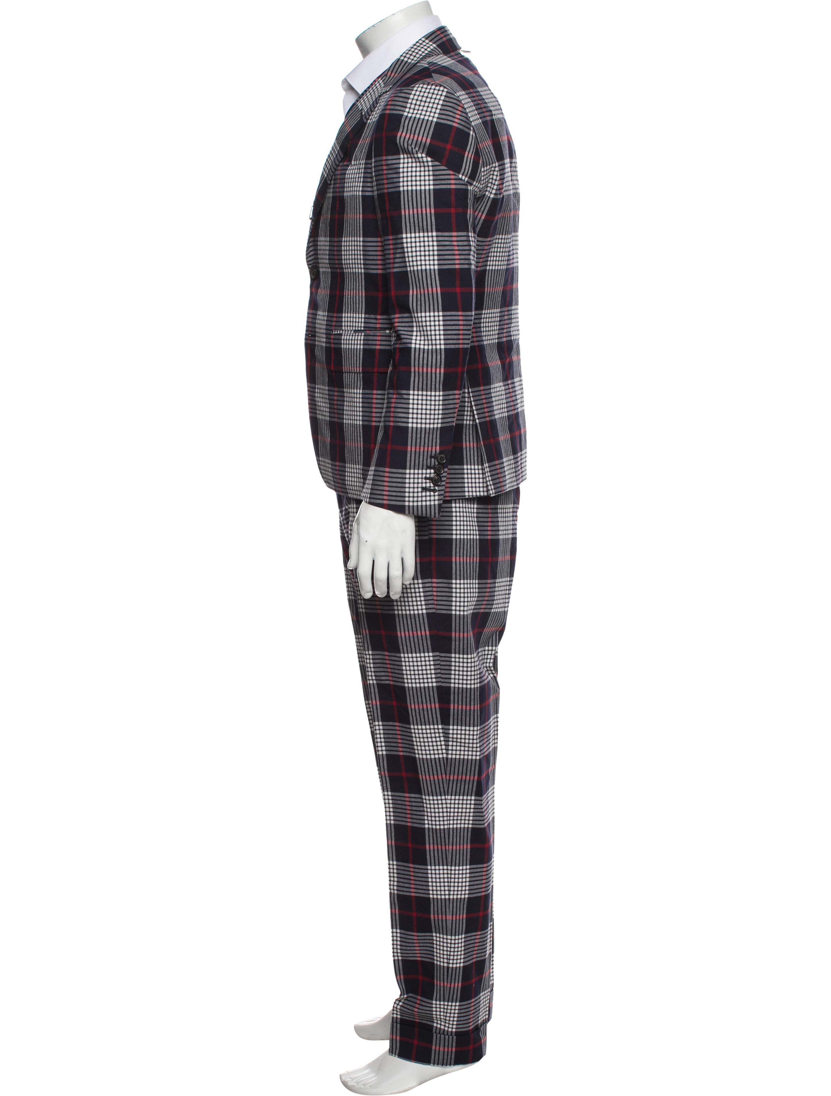 Thom Browne Wool Plaid Print Three-Piece Suit