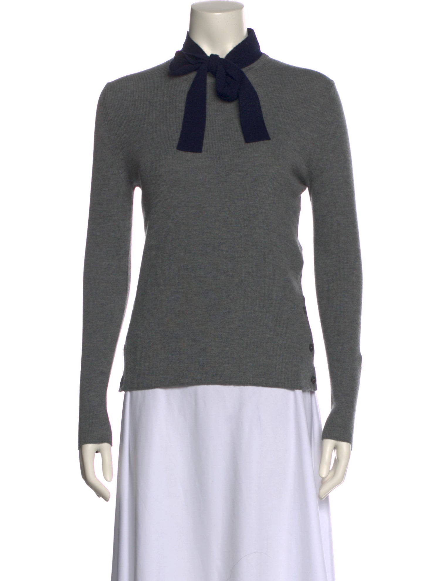 Thom Browne Cashmere Tie Neck Sweater