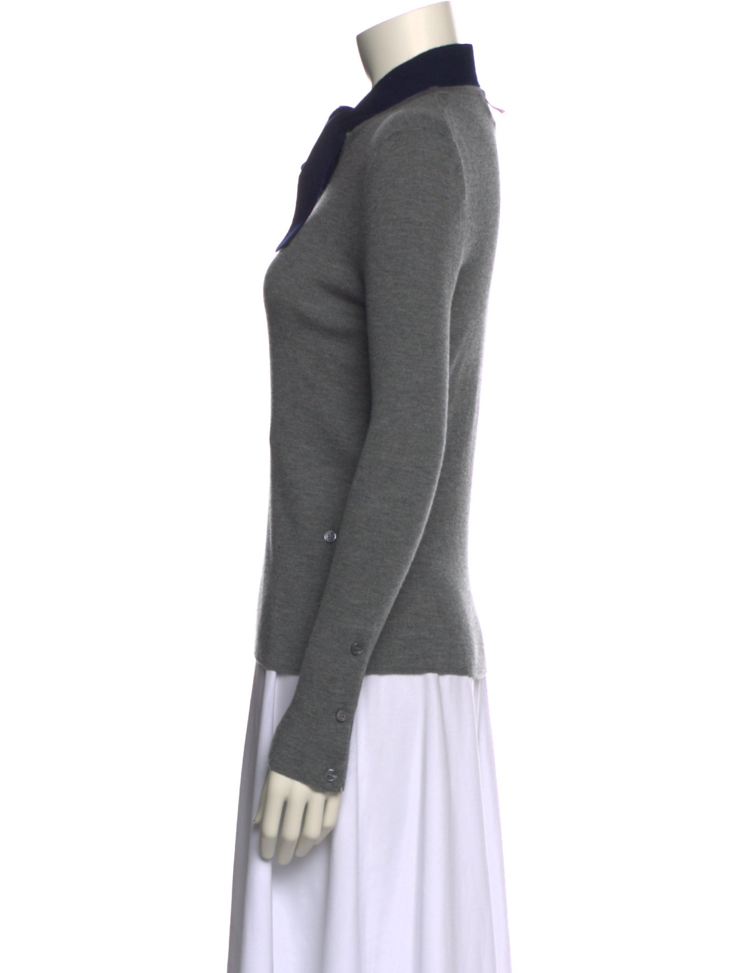 Thom Browne Cashmere Tie Neck Sweater