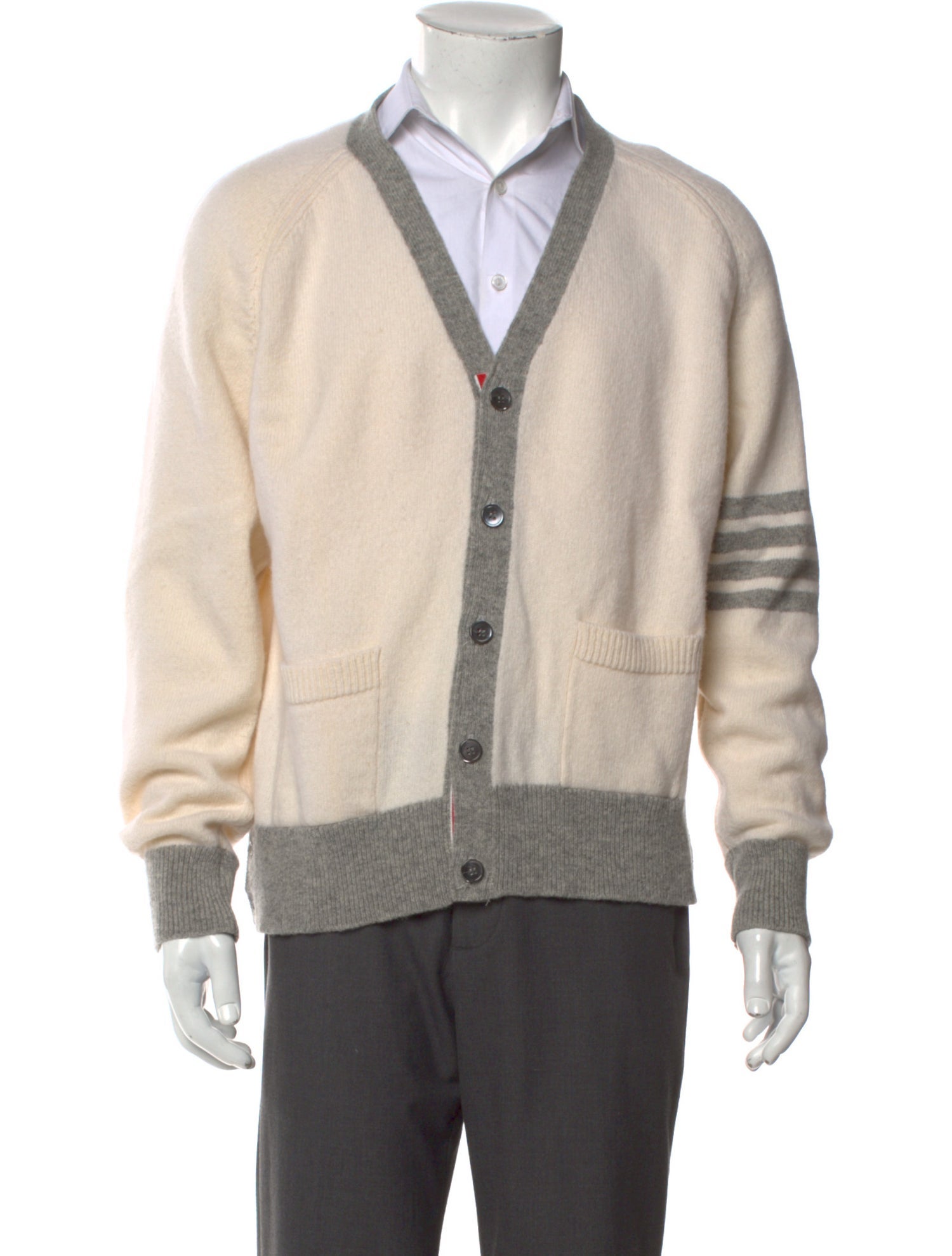 Thom Browne Wool Colorblock Pattern Cardigan