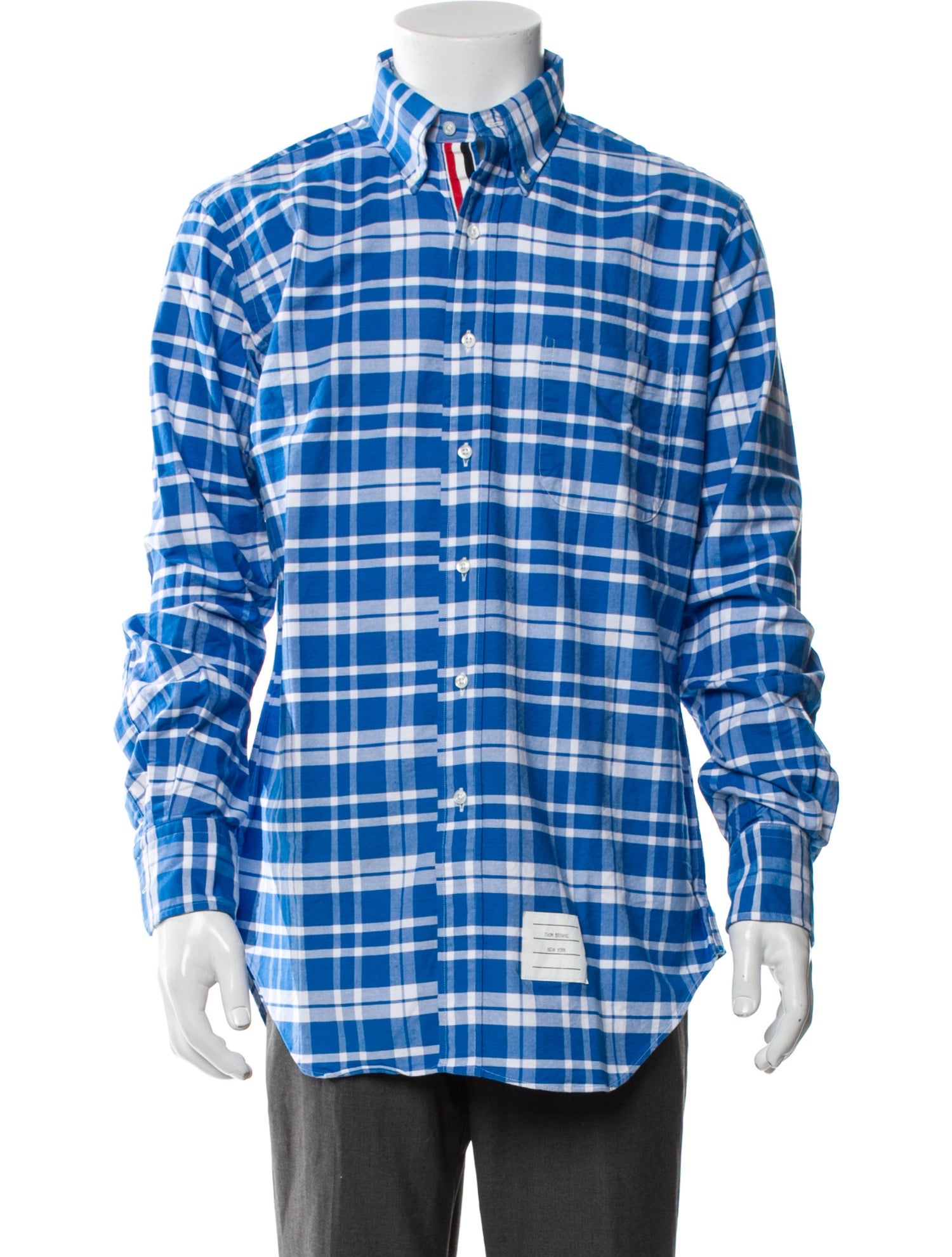 Thom Browne Plaid Print Long Sleeve Shirt