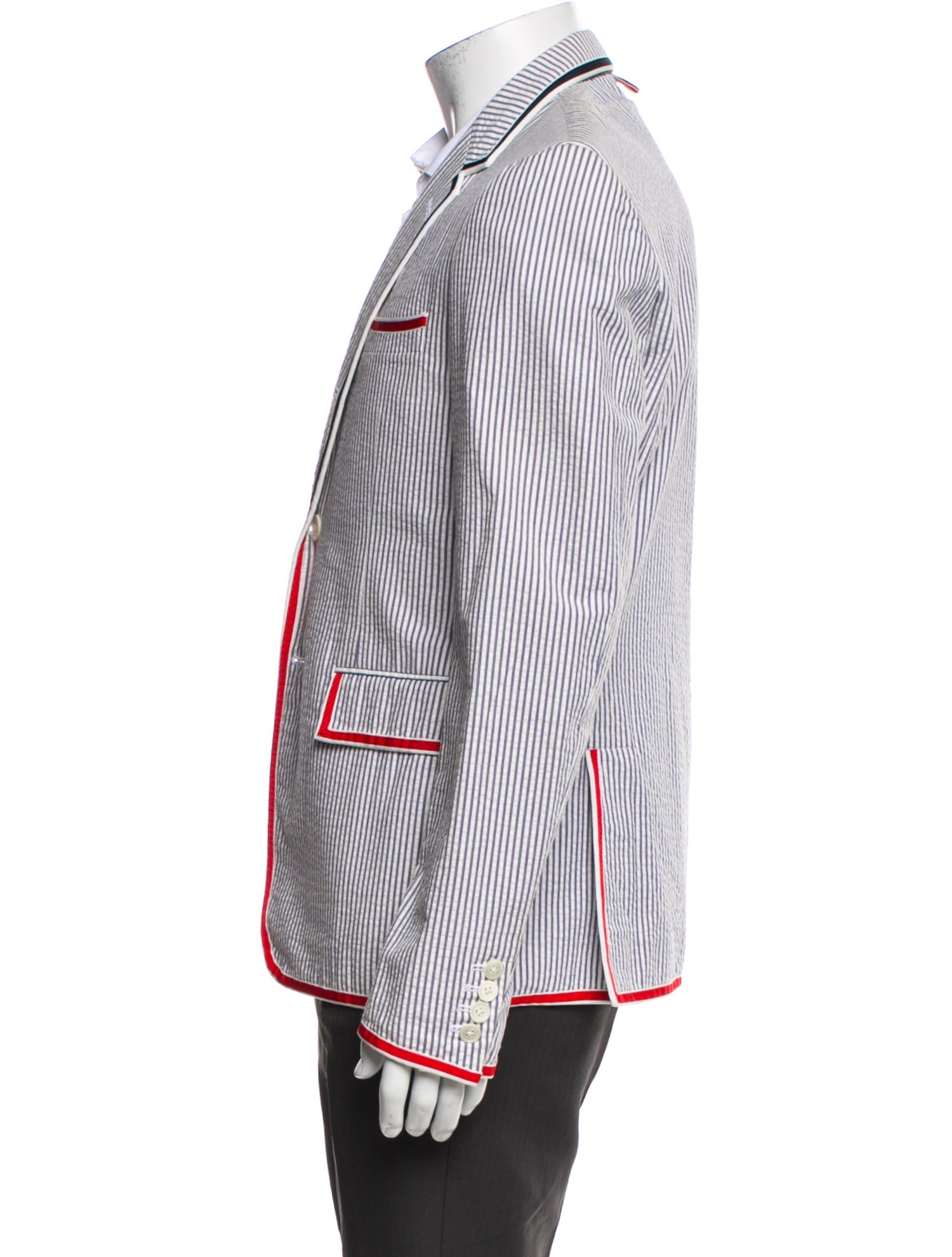 Thom Browne Striped Grosgrain Trim Blazer
