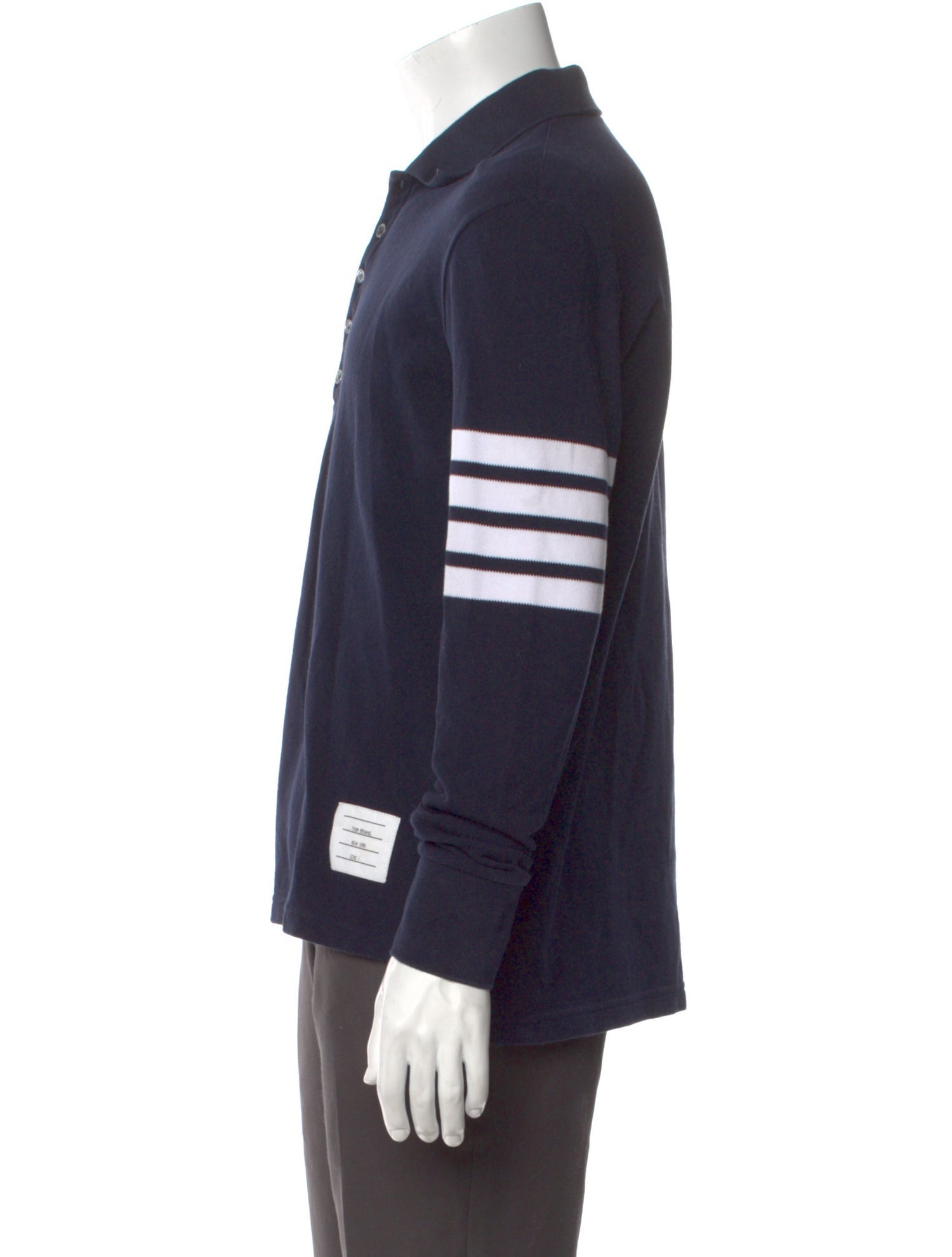 Thom Browne 4-Bar Striped Collar Polo Shirt