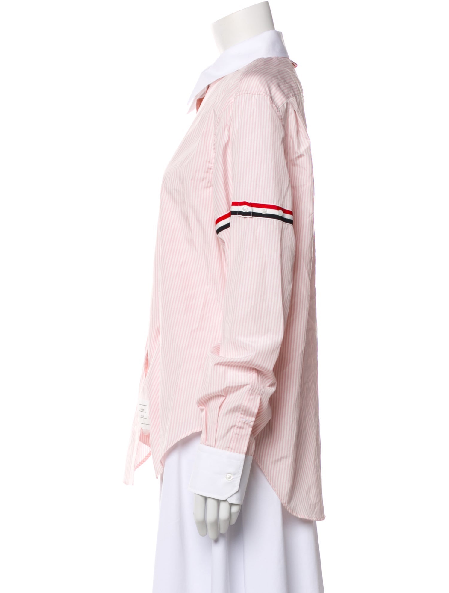 Thom Browne Silk Striped Button-Up Top