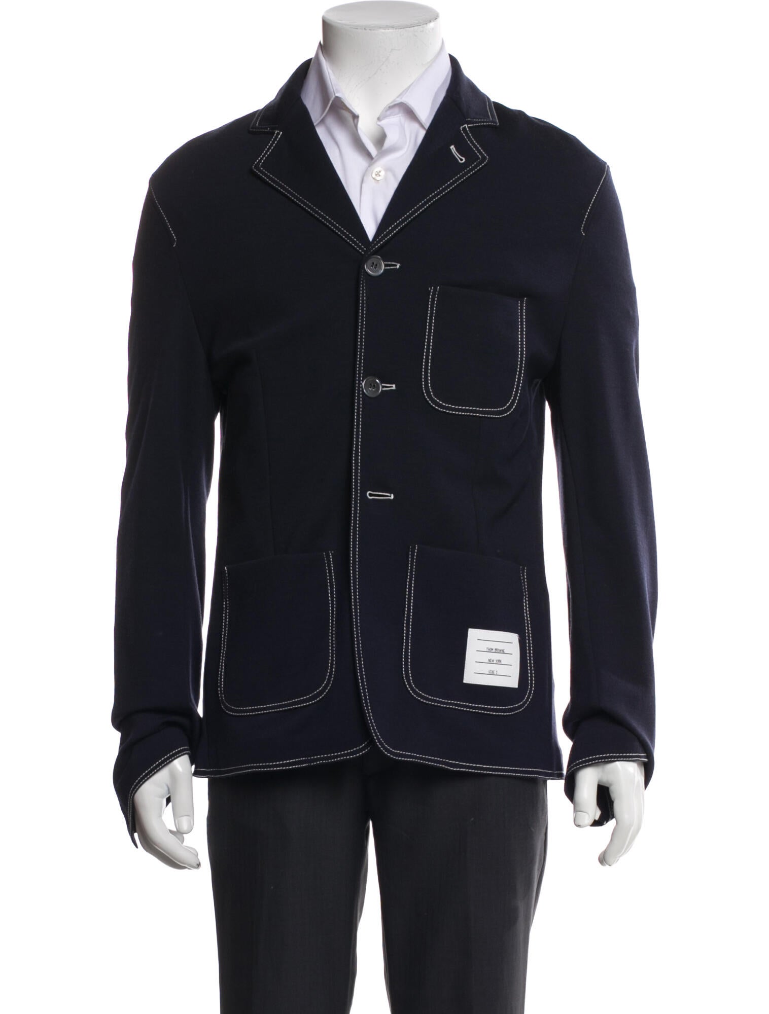 Thom Browne Wool Embroidered Accent Sport Coat