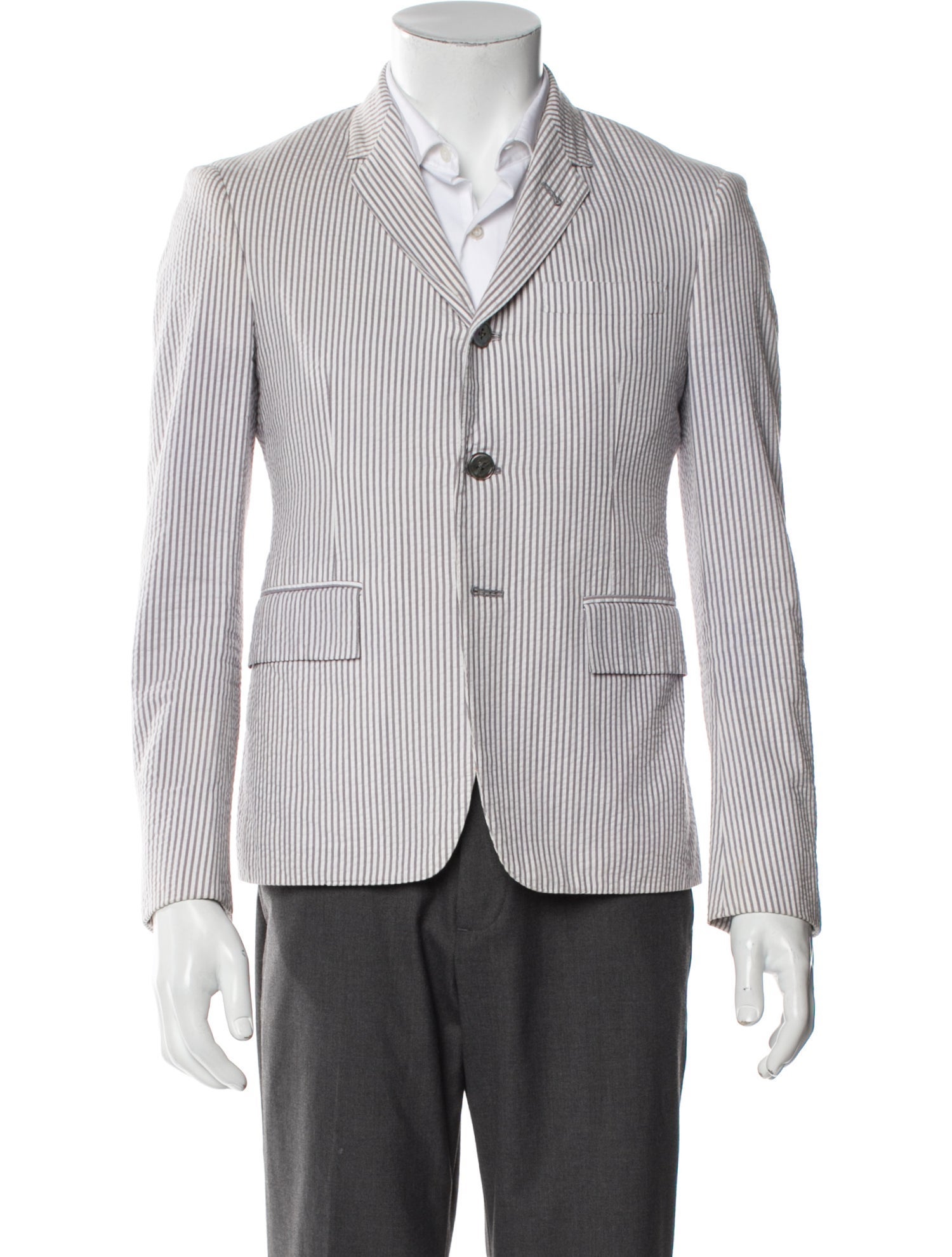 Thom Browne Striped Embroidered Accent Blazer