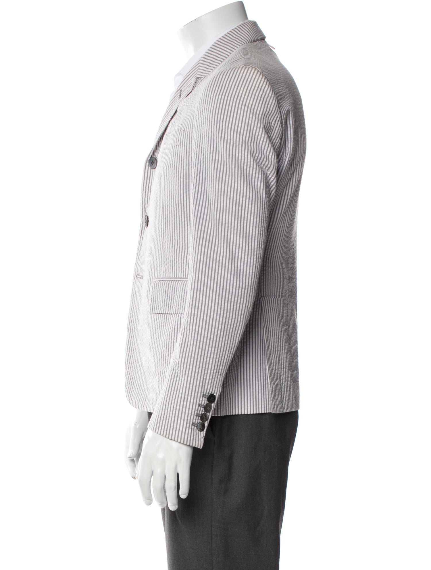 Thom Browne Striped Embroidered Accent Blazer