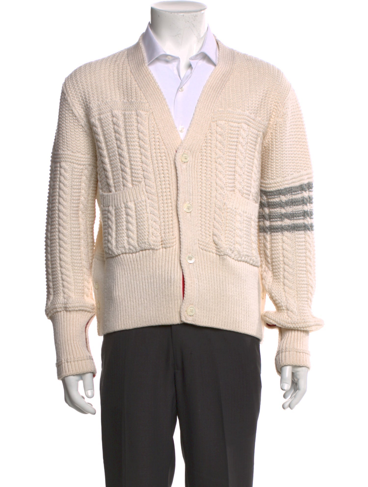 Thom Browne Merino Wool Striped Cardigan