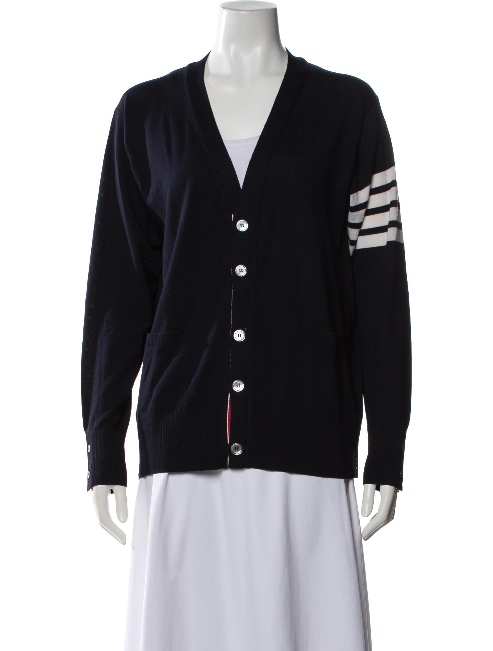 Thom Browne 4 Bar Stripe Wool Cardigan