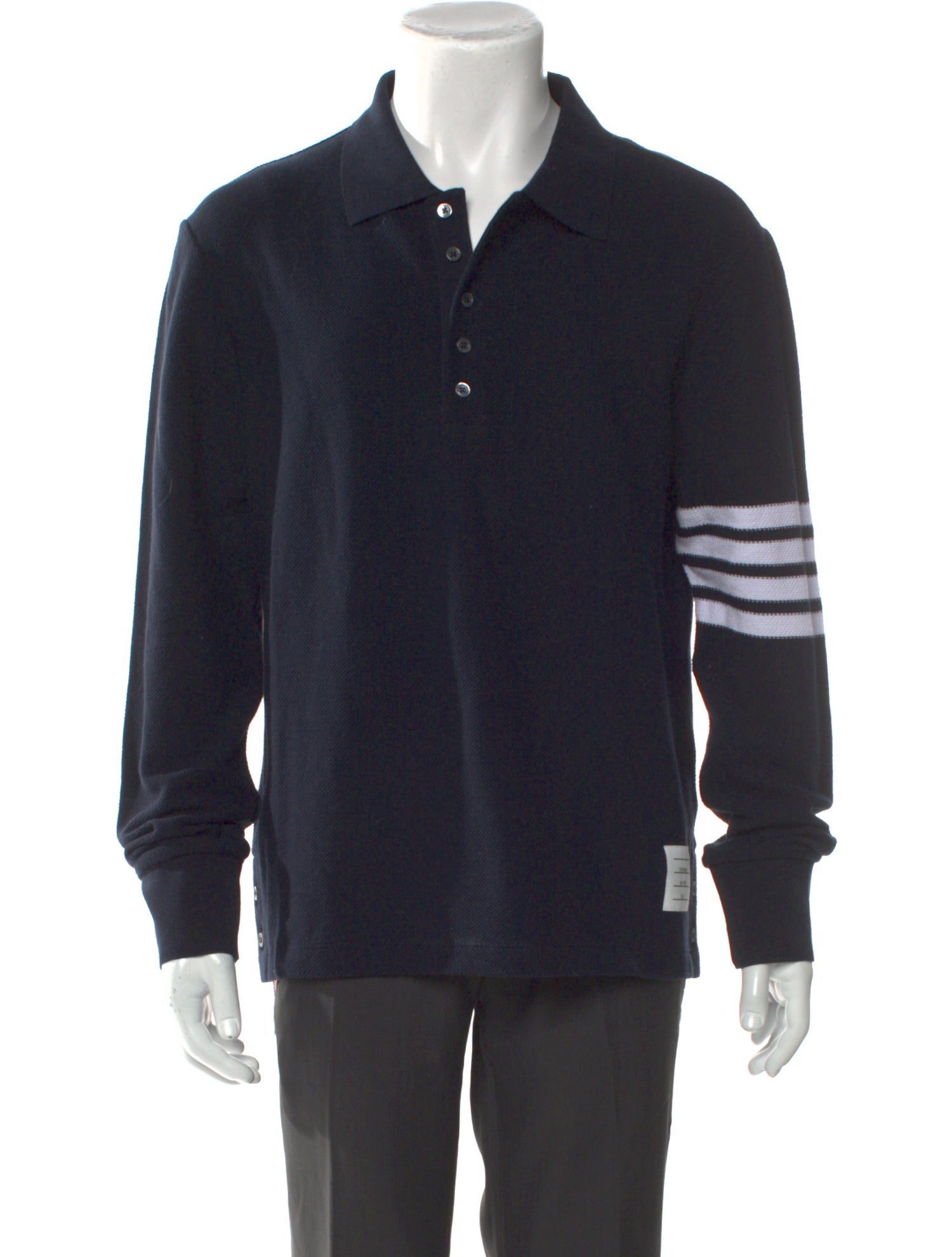 Thom Browne 4-Bar Pique Mock Neck Polo Sweater w/ Tags