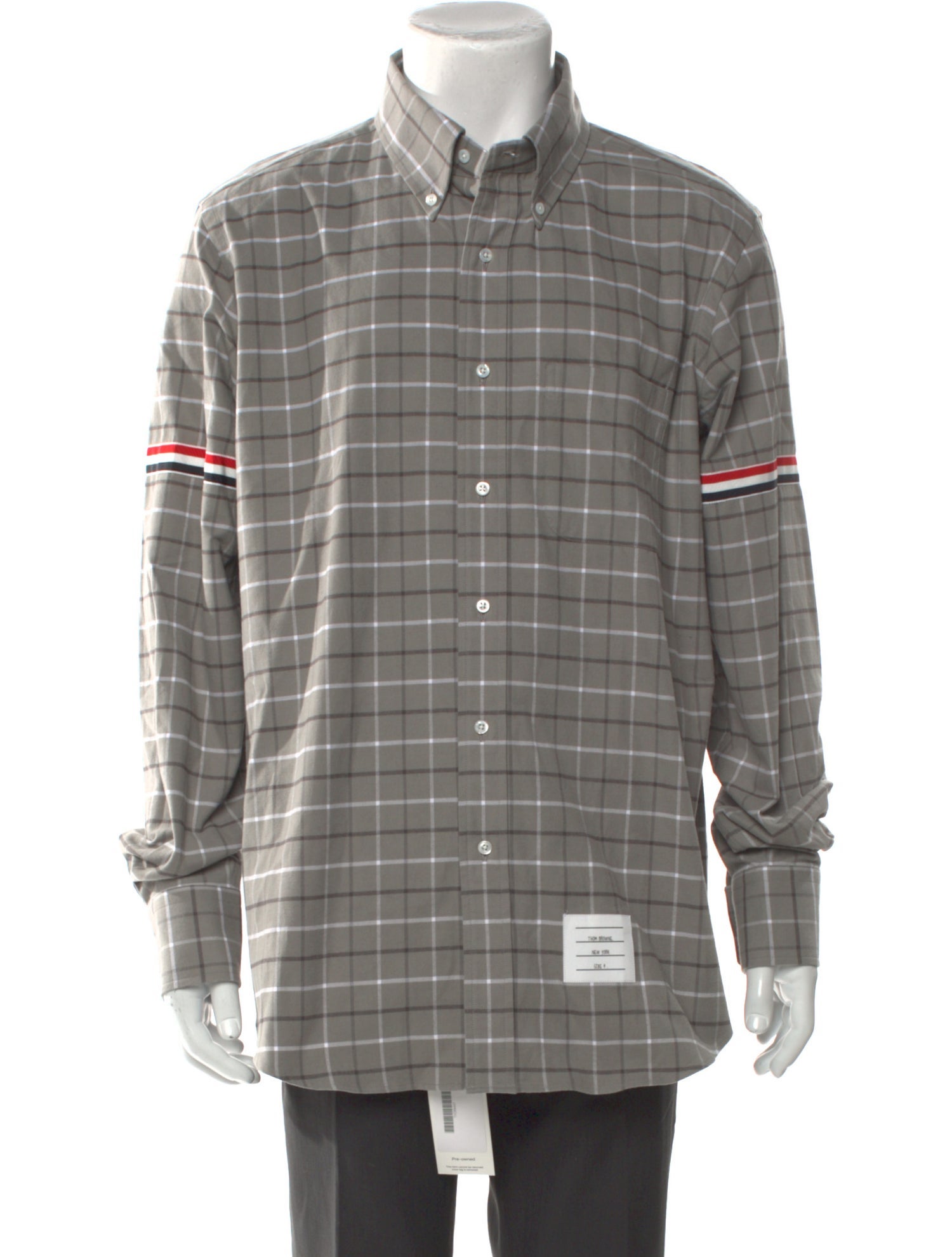 Thom Browne Plaid Print Long Sleeve Shirt