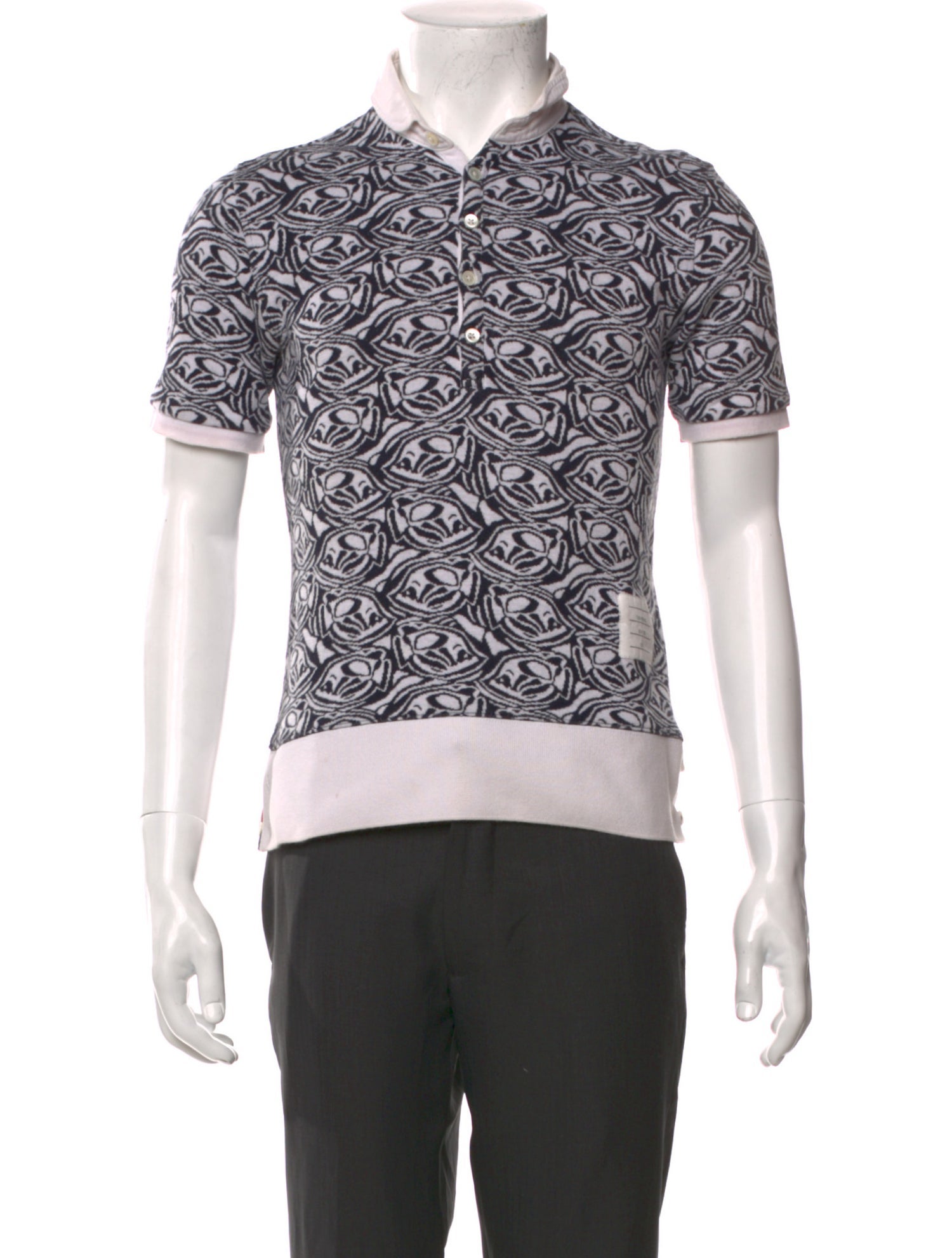 Thom Browne Printed Crew Neck Polo Shirt
