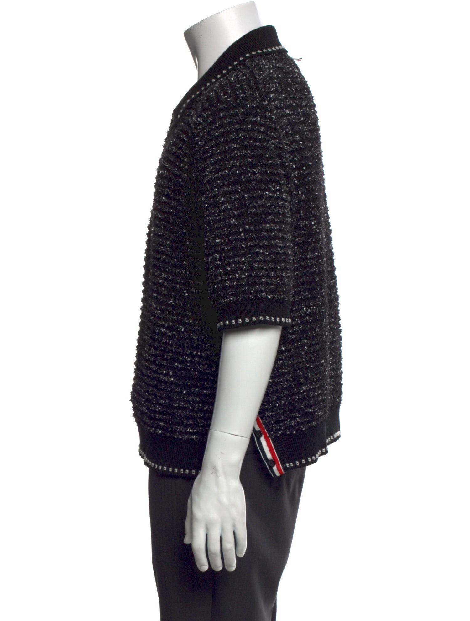 Thom Browne Tweed Pattern Collar Polo Shirt