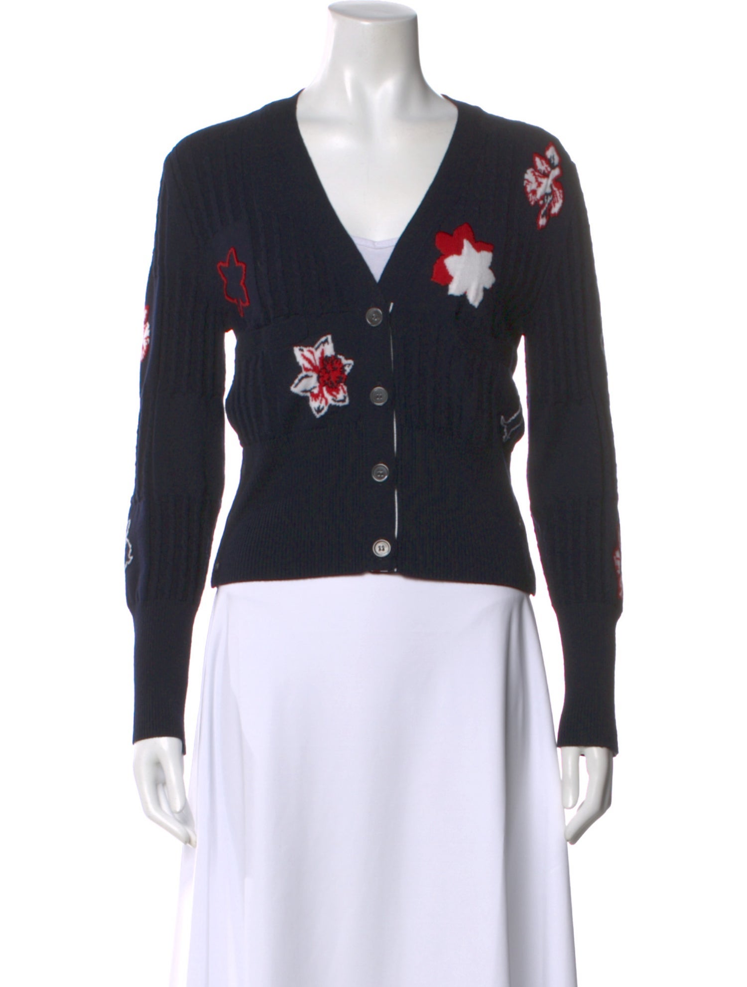 Thom Browne Virgin Wool Floral Print Sweater