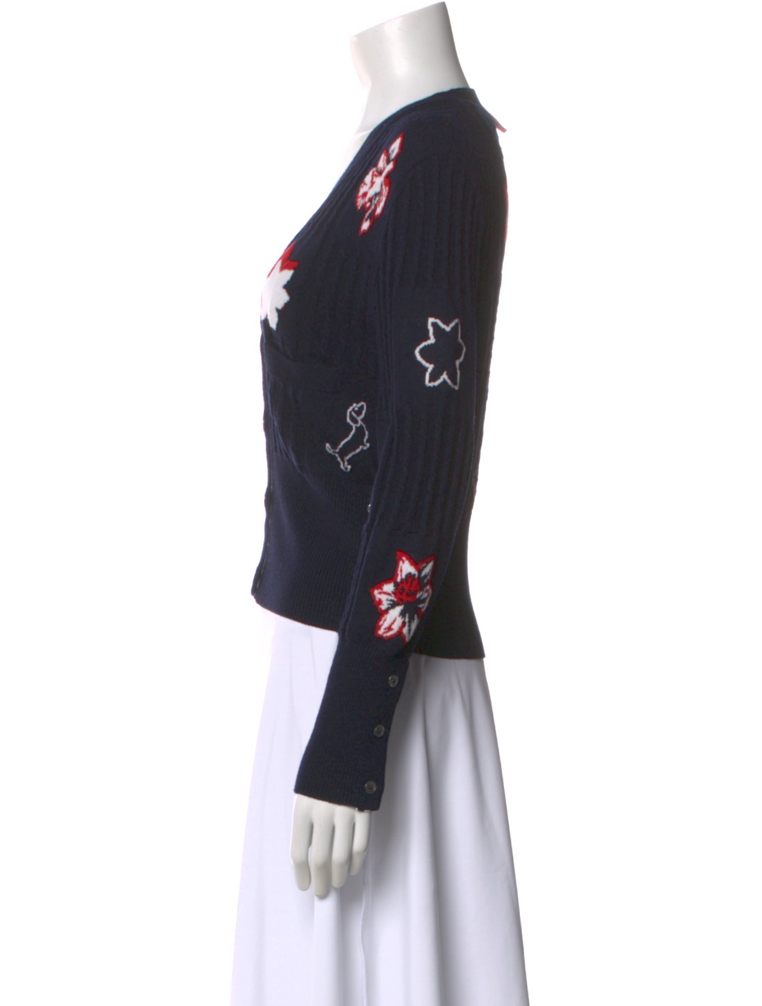 Thom Browne Virgin Wool Floral Print Sweater