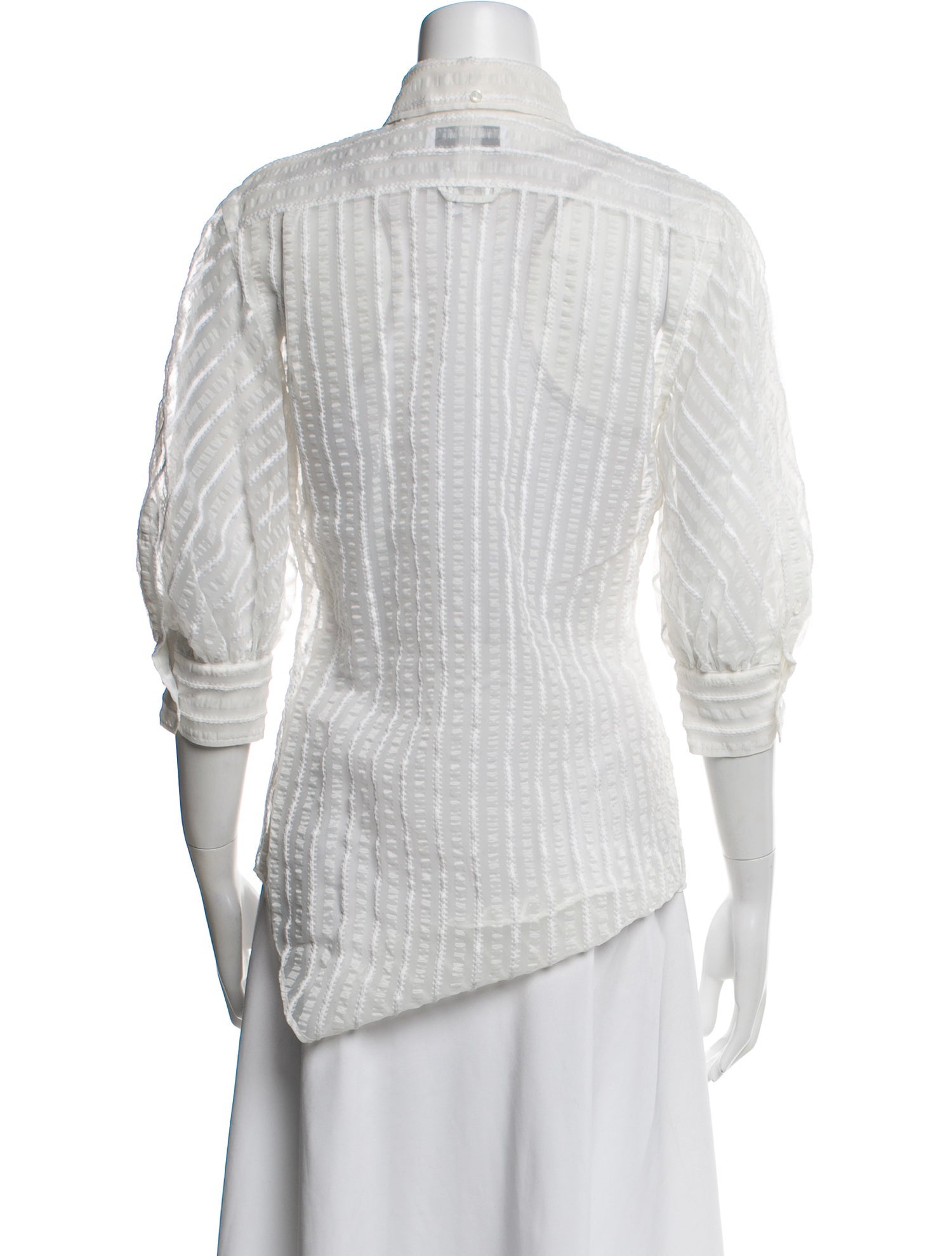 Thom Browne Striped Three-Quarter Sleeve Blouse