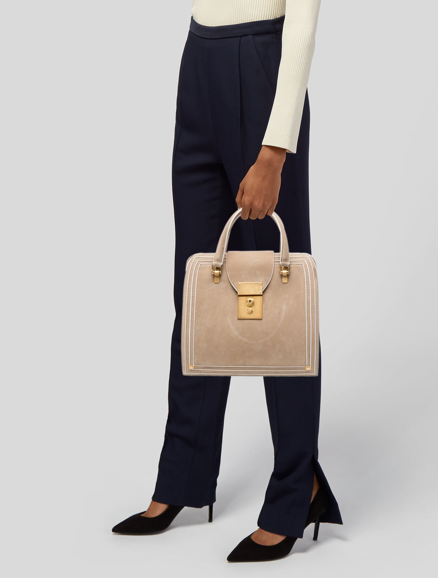 Thom Browne Suede Top Handle Bag