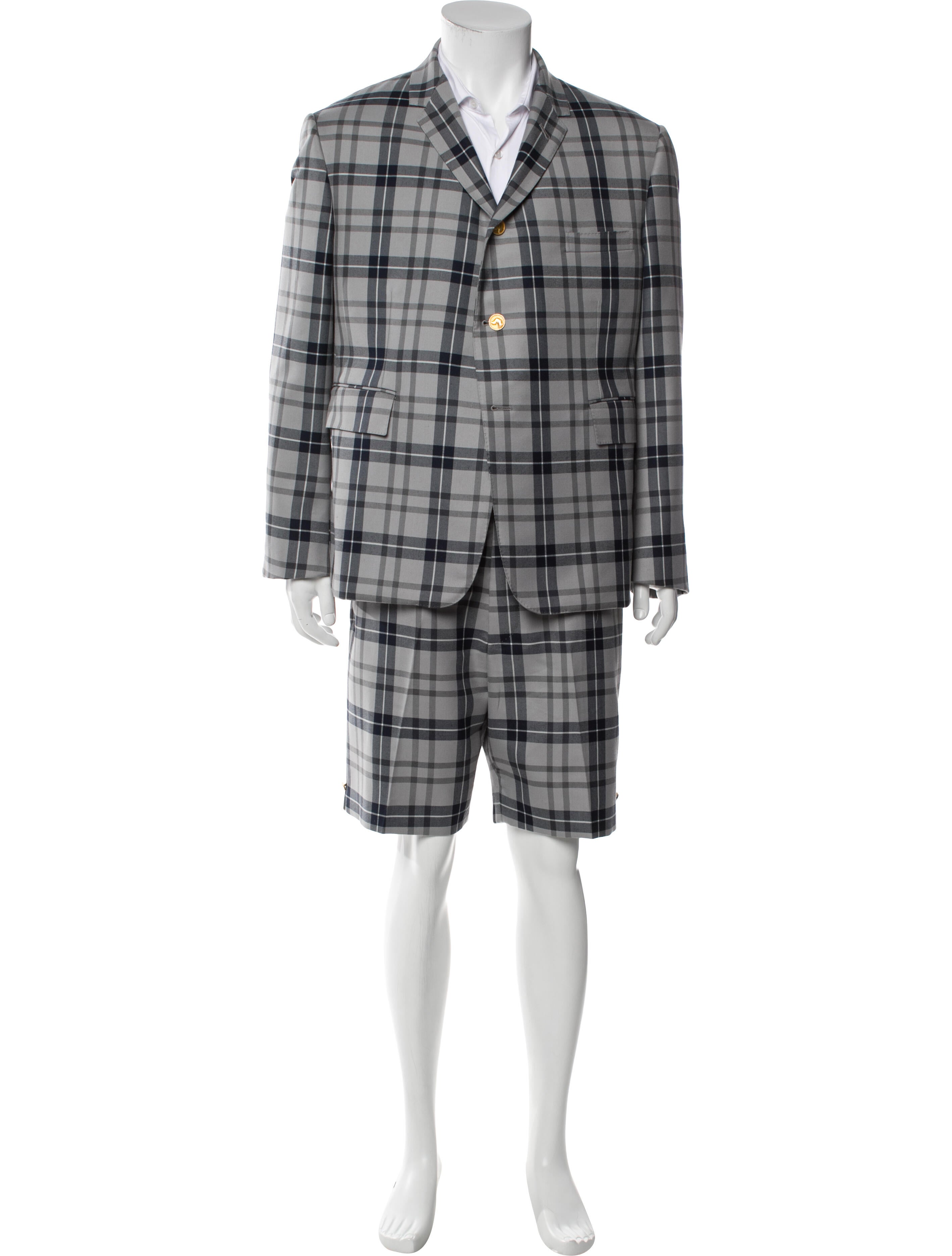 Thom Browne Plaid Two-Piece Shorts Suit