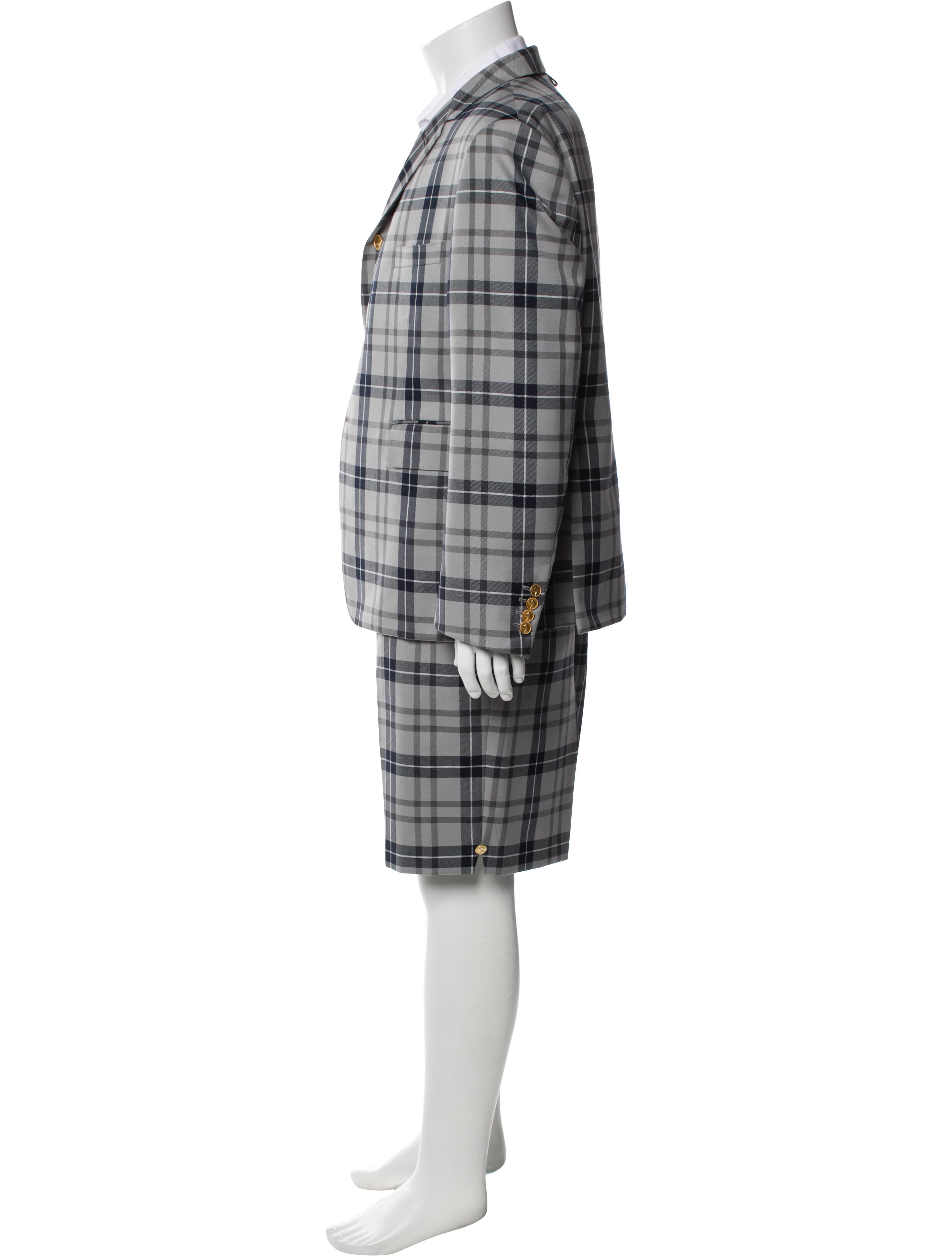 Thom Browne Plaid Two-Piece Shorts Suit