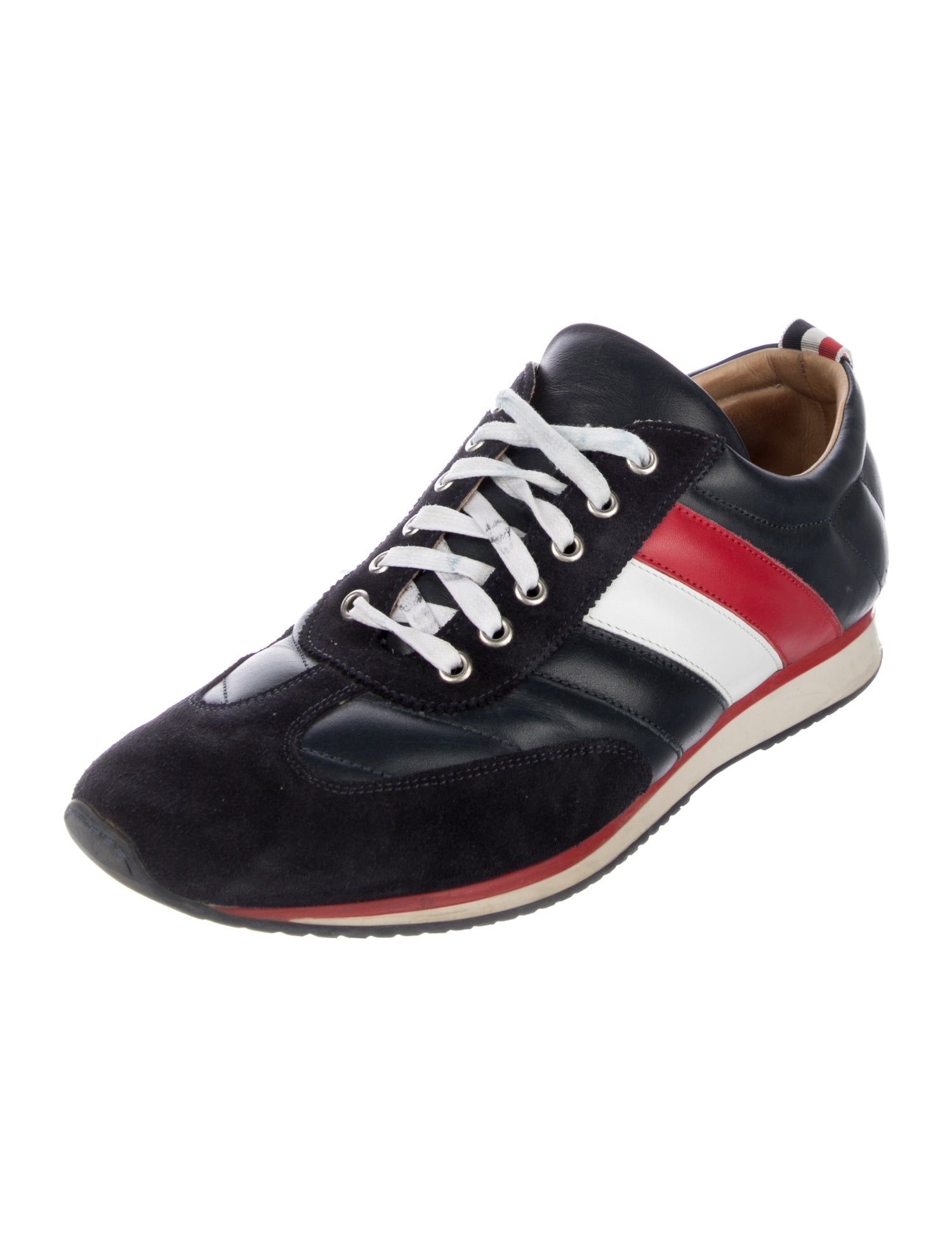 Thom Browne Leather Colorblock Pattern Sneakers