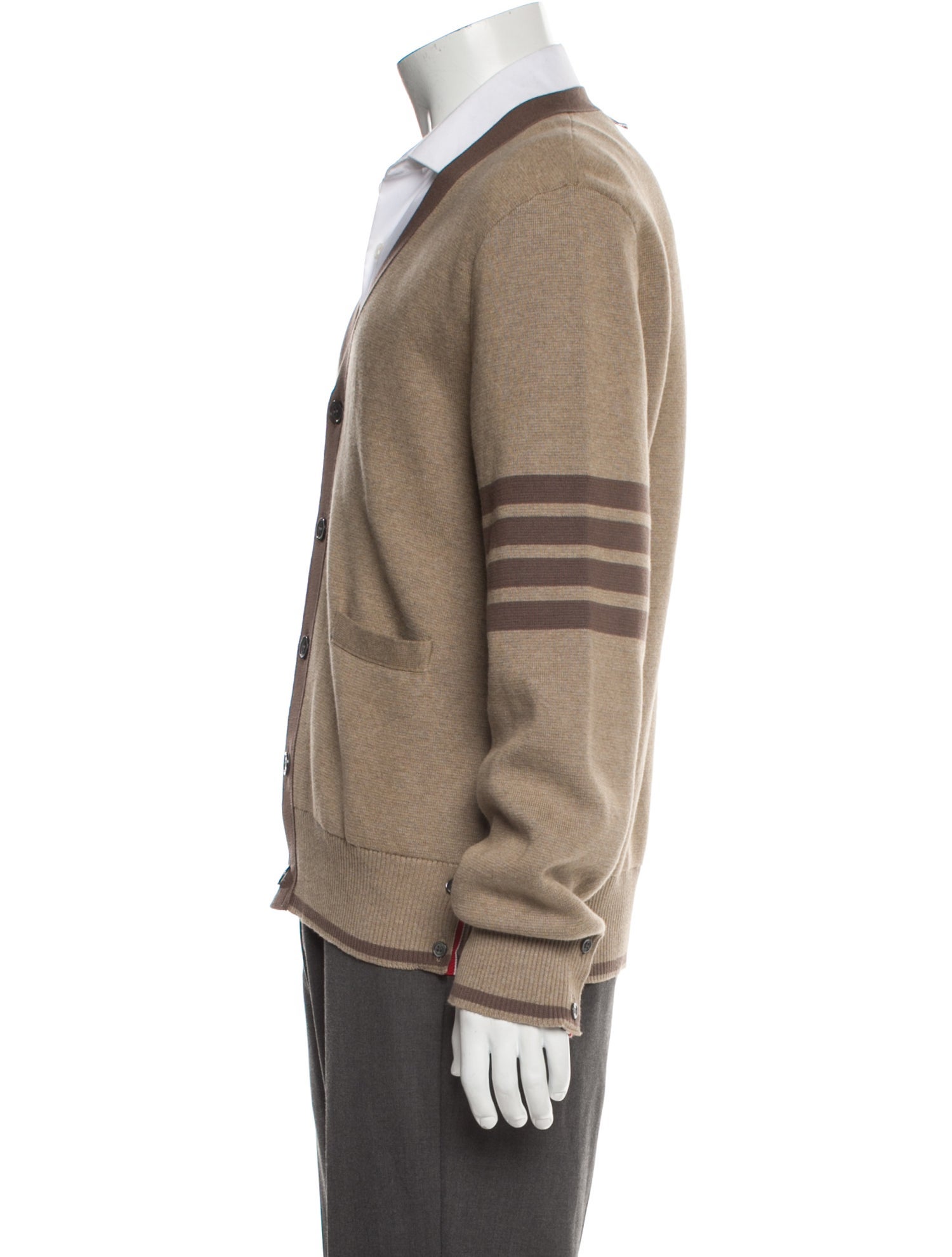 Thom Browne Colorblock Pattern V-Neck Cardigan