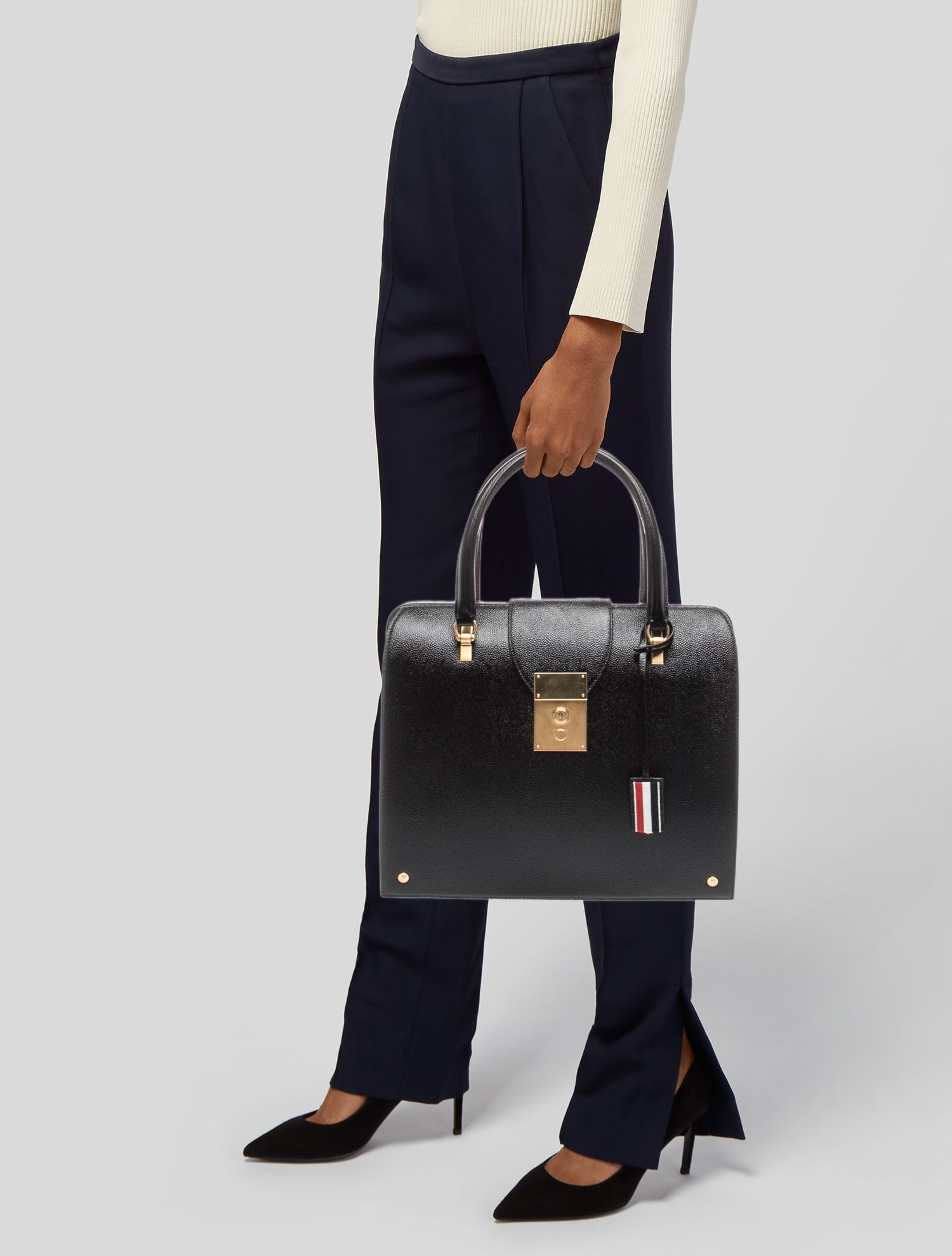 Thom Browne Leather Top Handle Bag