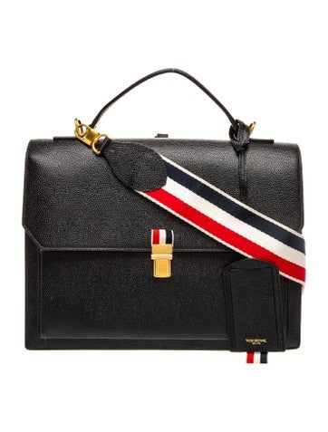 Pre-owned Thom Browne Leather Messenger Bag In Black