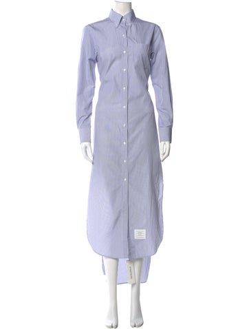 Pre-owned Thom Browne Striped Long Dress In Blue